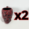 TAZA FORMA DE CRANEO FONDO NEGRO MIK ROJO