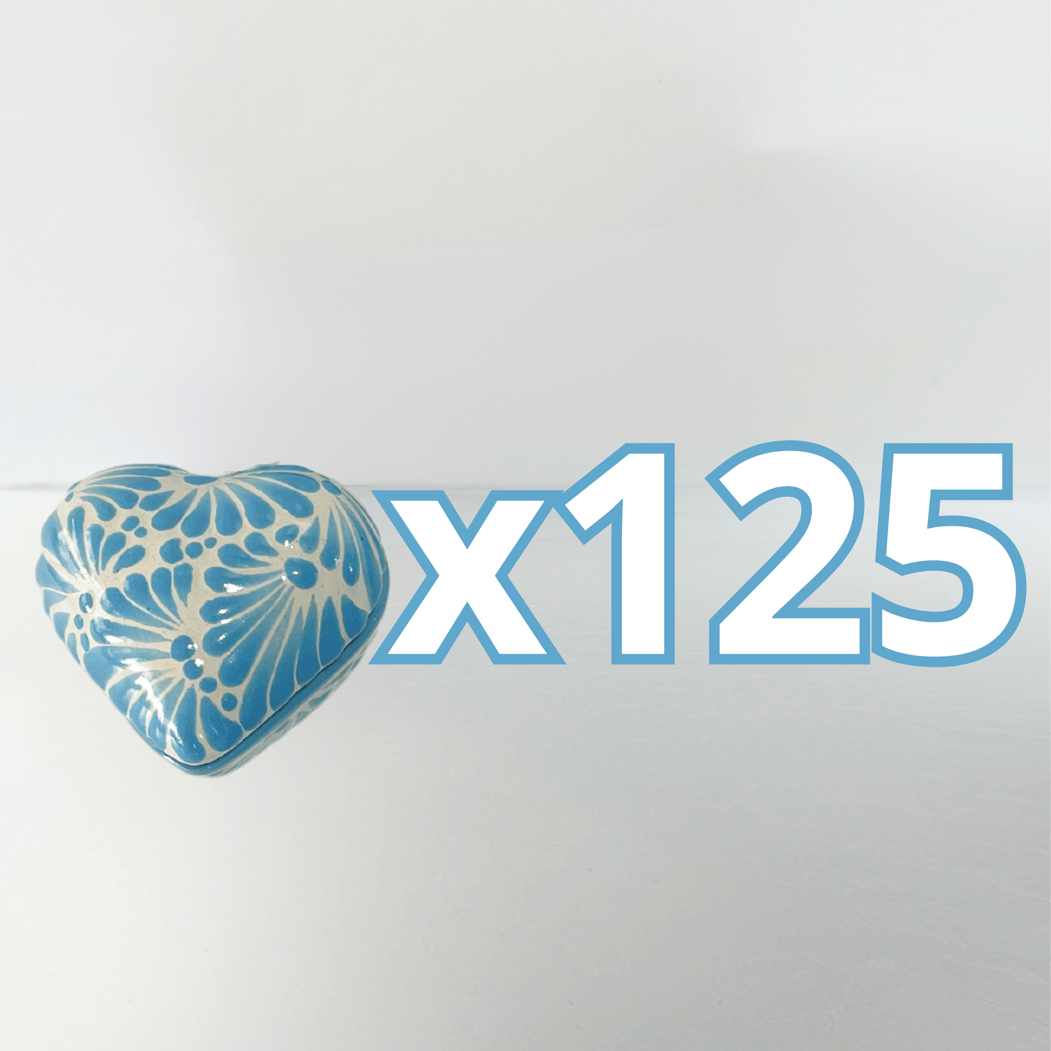 PAQUETE ALHAJERO CHICO FORMA DE CORAZON NO PERSONALIZADO FONDO TRADICIONAL MIK AZUL TURQUESA