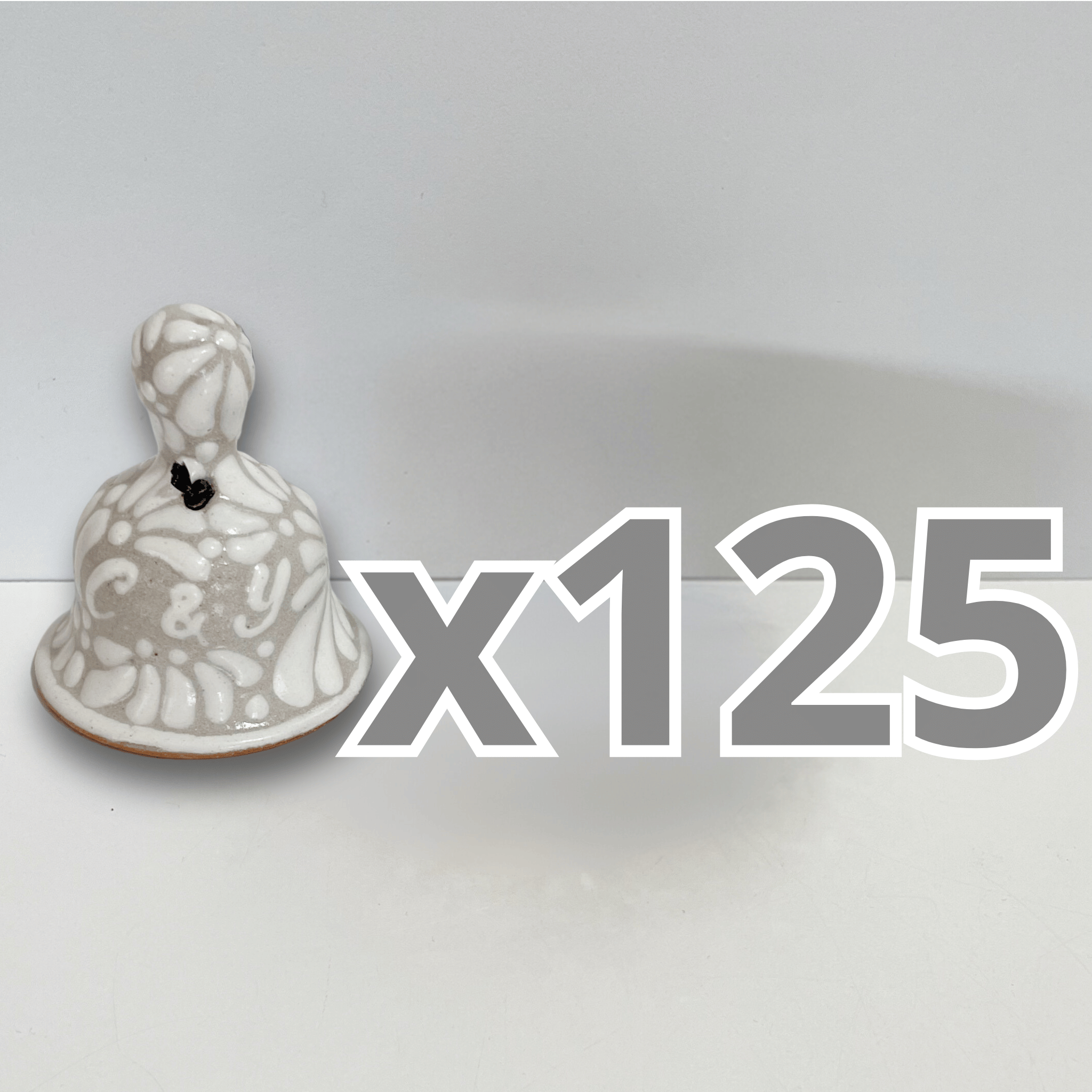 PAQUETE CAMPANA 5CM PERSONALIZADO FONDO TRADICIONAL MIK COMPLETO BLANCO INICIALES