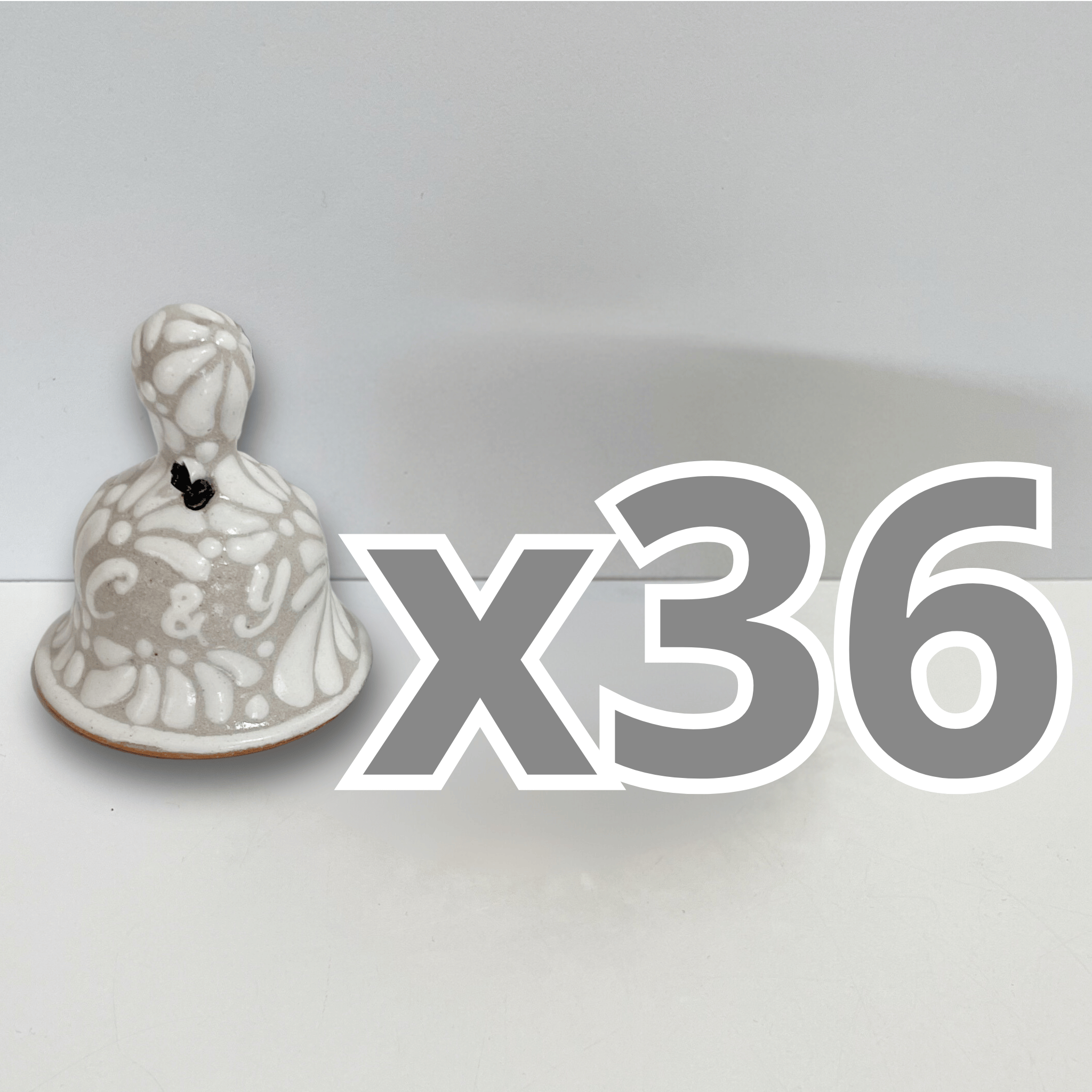 PAQUETE CAMPANA 5CM PERSONALIZADO FONDO TRADICIONAL MIK COMPLETO BLANCO INICIALES