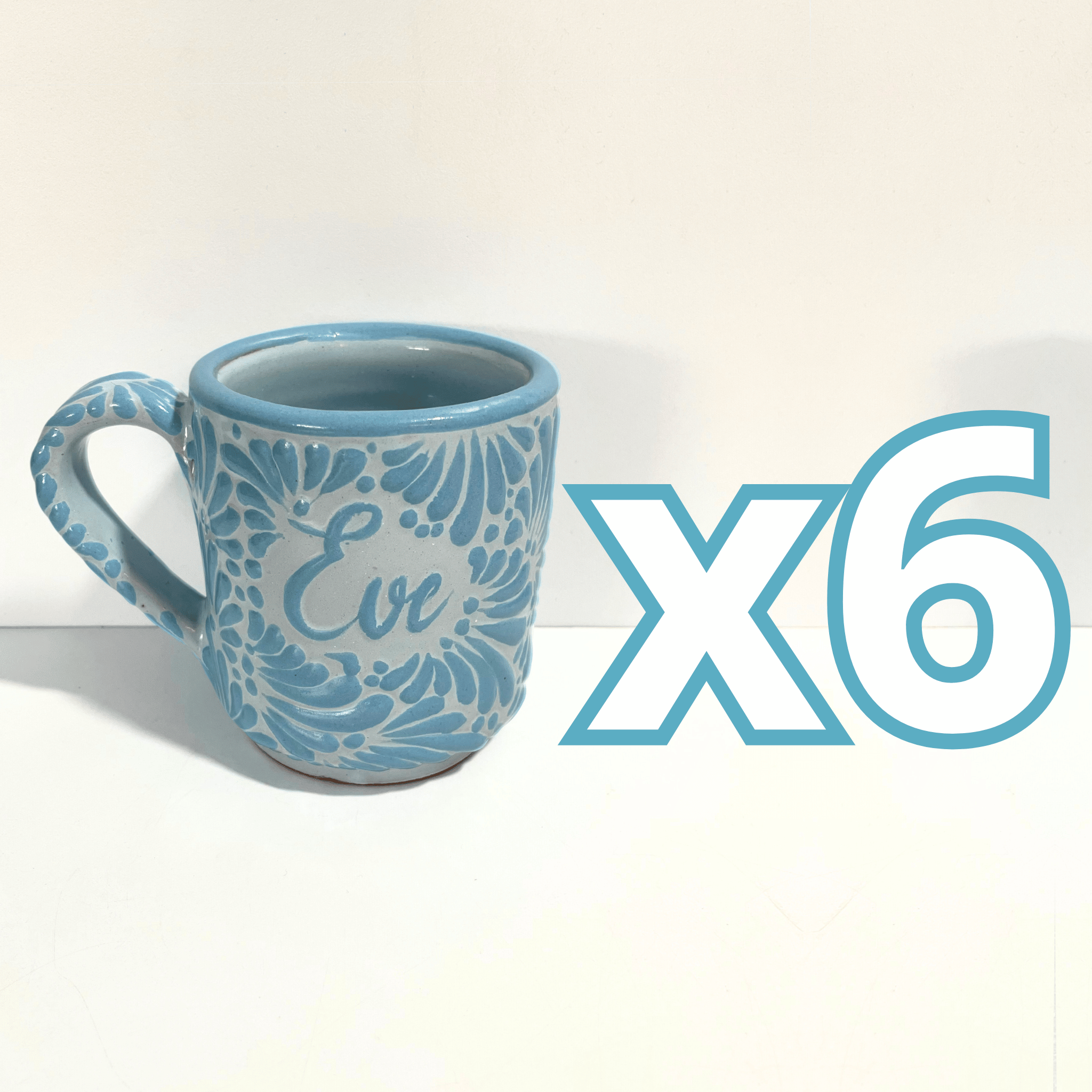 TAZA RECTA ESTANDAR PERSONALIZADA FONDO BABY BLUE MIK AZUL TURQUESA NOMBRE