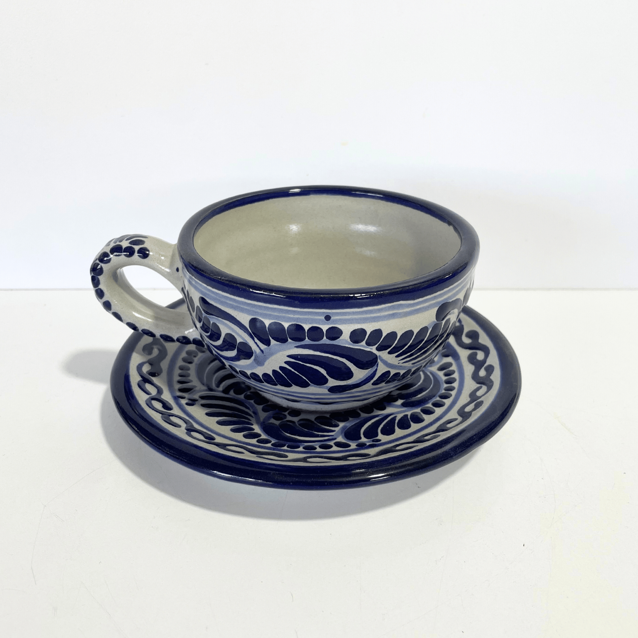 SET TAZA 300 ML Y PLATO FONDO TRADICIONAL CENEFA AZUL COBALTO