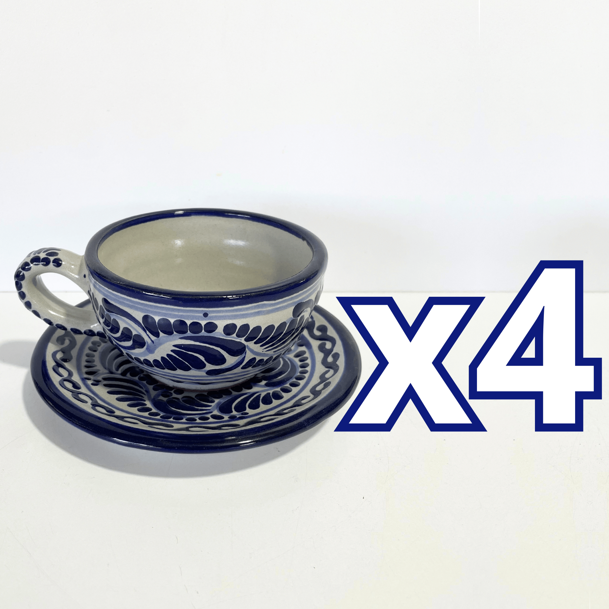 SET TAZA 300 ML Y PLATO FONDO TRADICIONAL CENEFA AZUL COBALTO