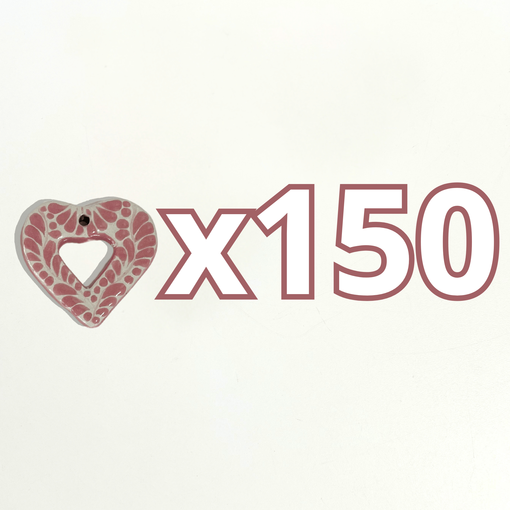 CORAZON PLANO CORTE INTERNO 4.5 CM FONDO TRADICIONAL DECORADO ROSA