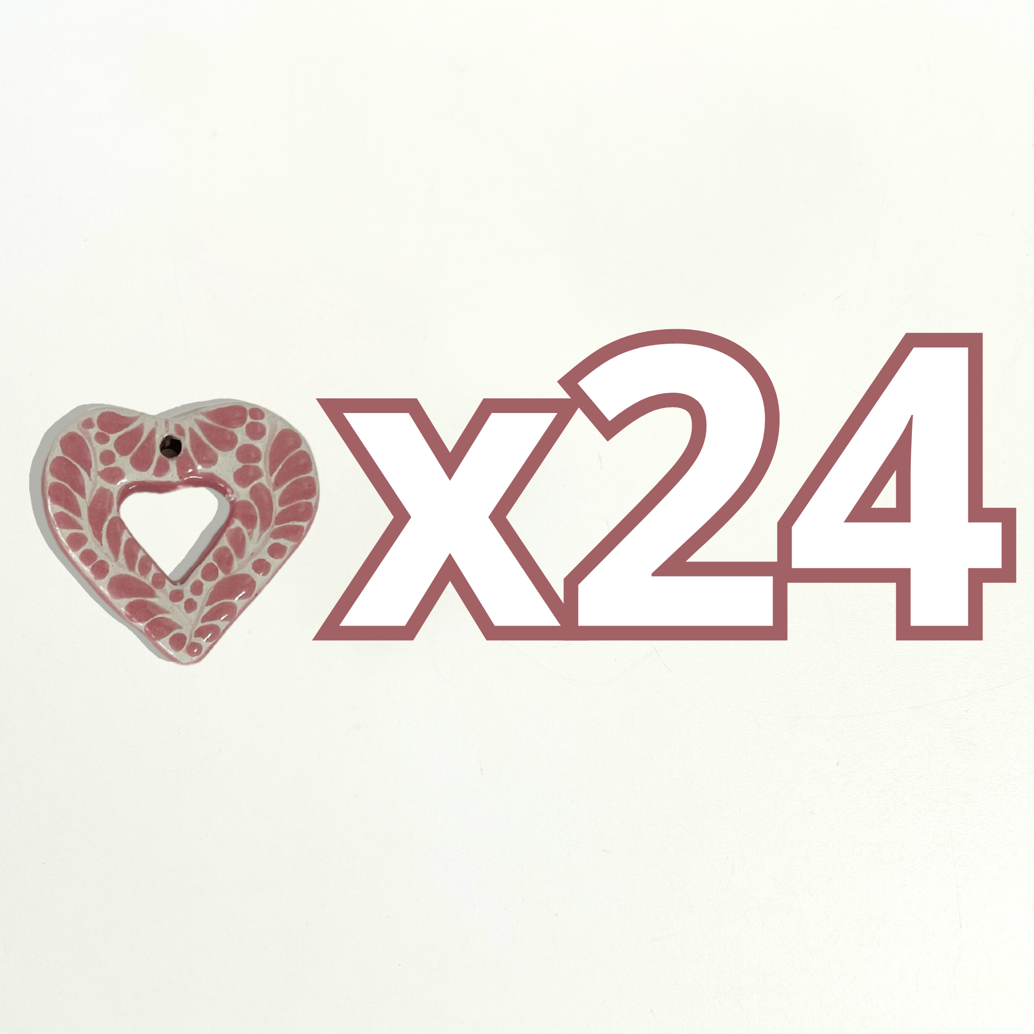 CORAZON PLANO CORTE INTERNO 4.5 CM FONDO TRADICIONAL DECORADO ROSA