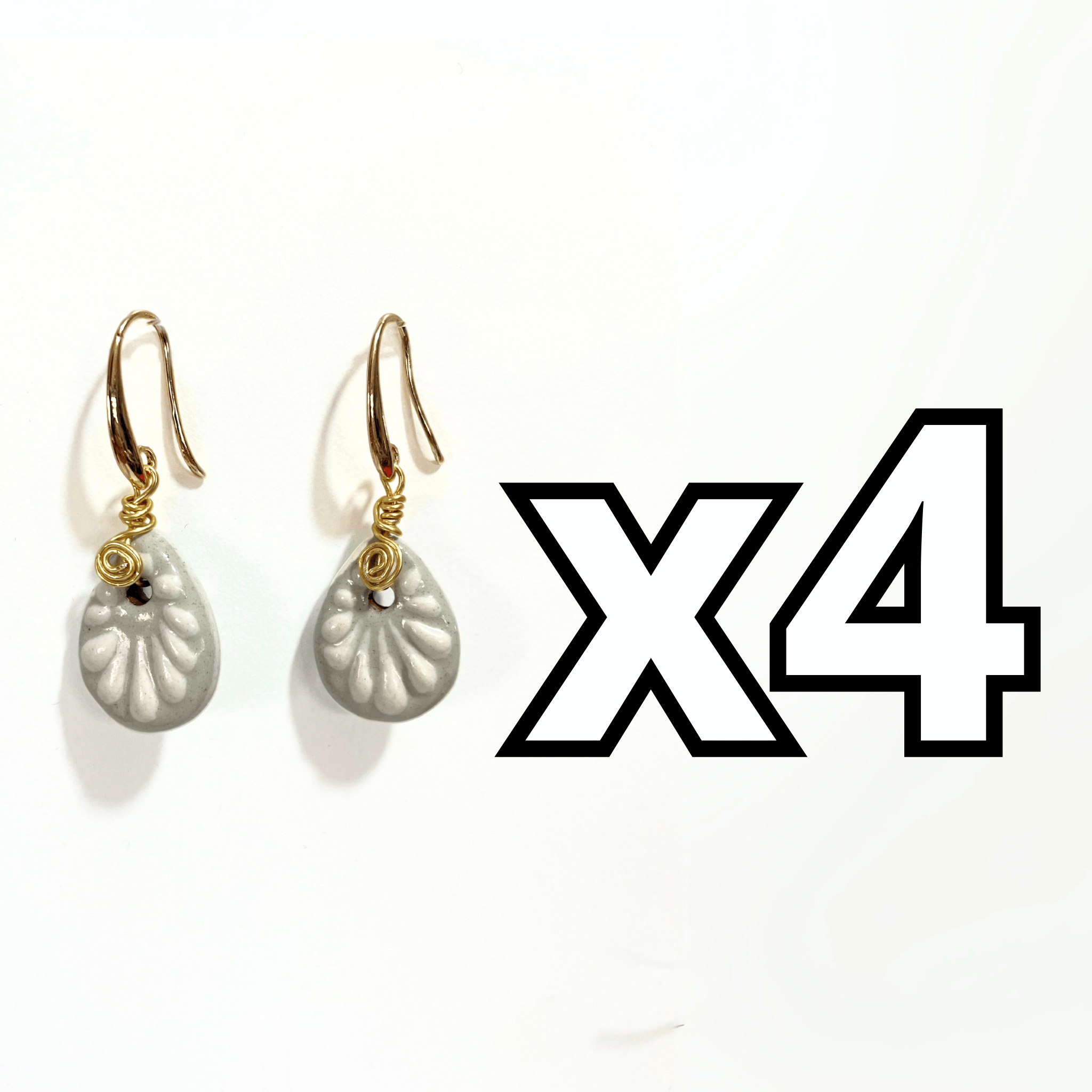 ARETES GOTA PLANA FONDO TRADICIONAL DECORADO BLANCO