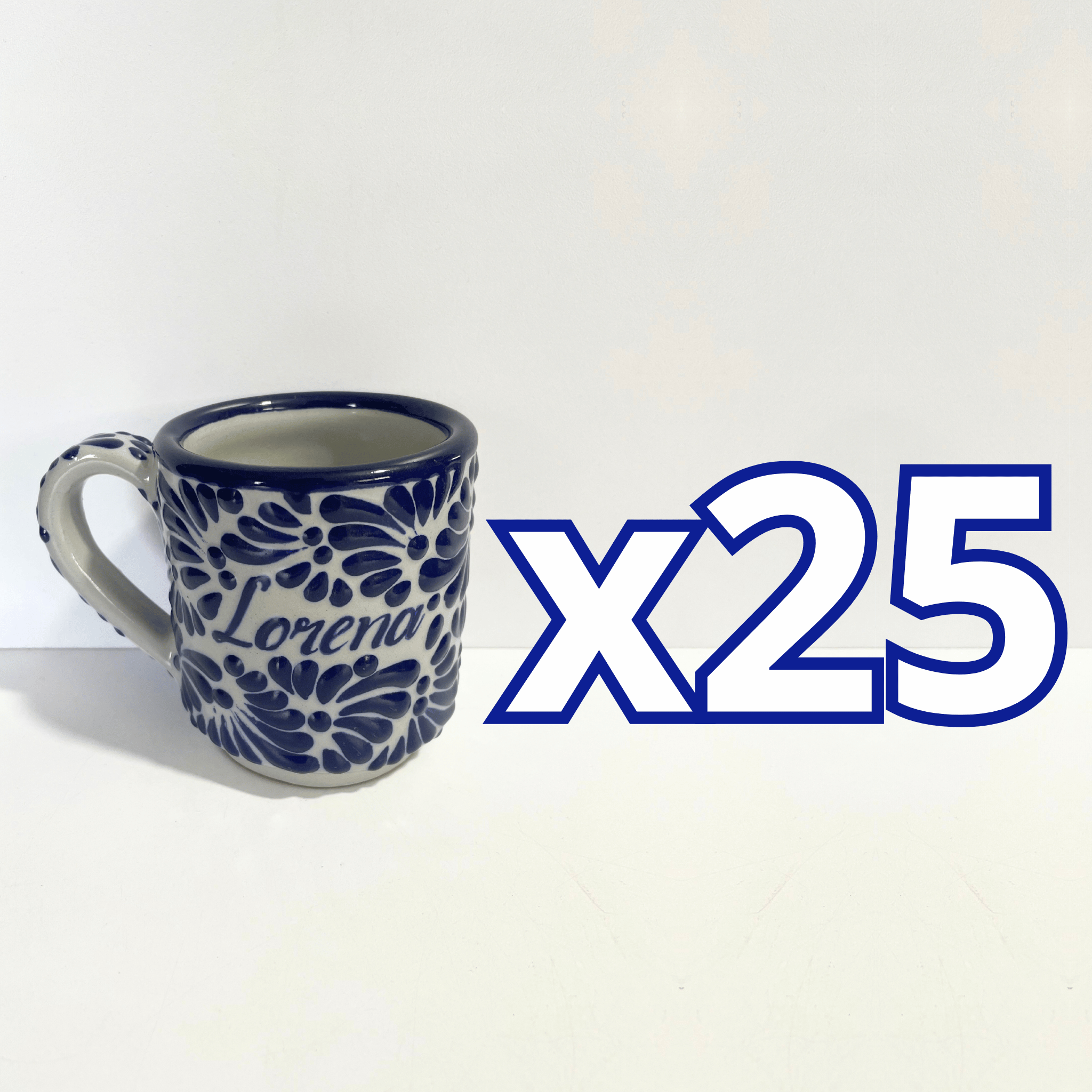 PAQUETE TAZA RECTA ESTANDAR PERSONALIZADA FONDO TRADICIONAL MIK AZUL COBALTO NOMBRES