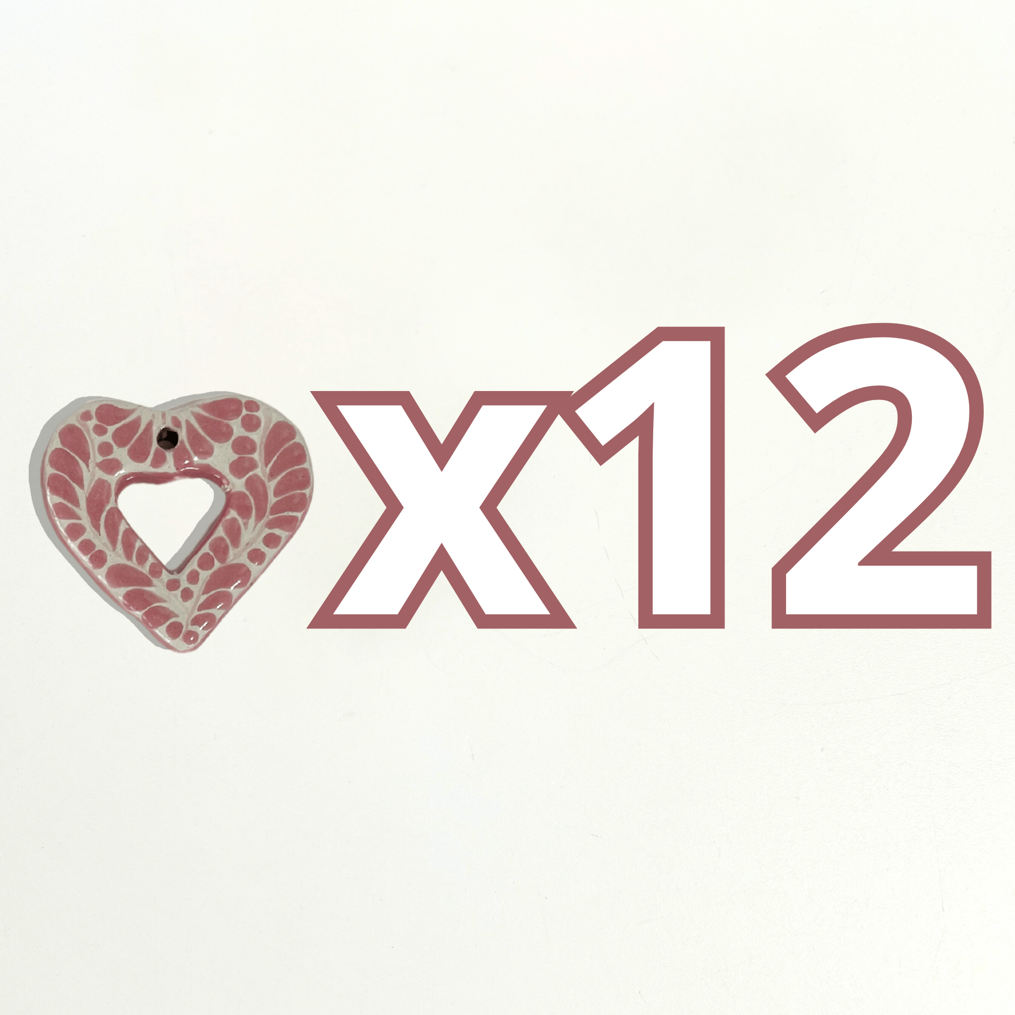 CORAZON PLANO CORTE INTERNO 4.5 CM FONDO TRADICIONAL DECORADO ROSA