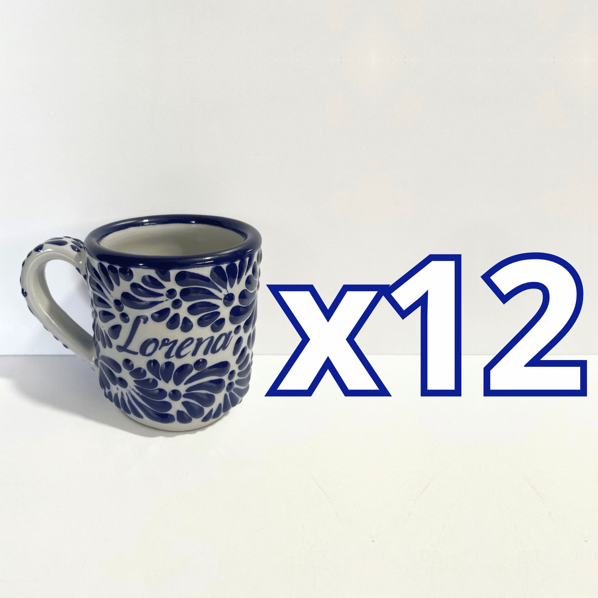 PAQUETE TAZA RECTA ESTANDAR PERSONALIZADA FONDO TRADICIONAL MIK AZUL COBALTO NOMBRES