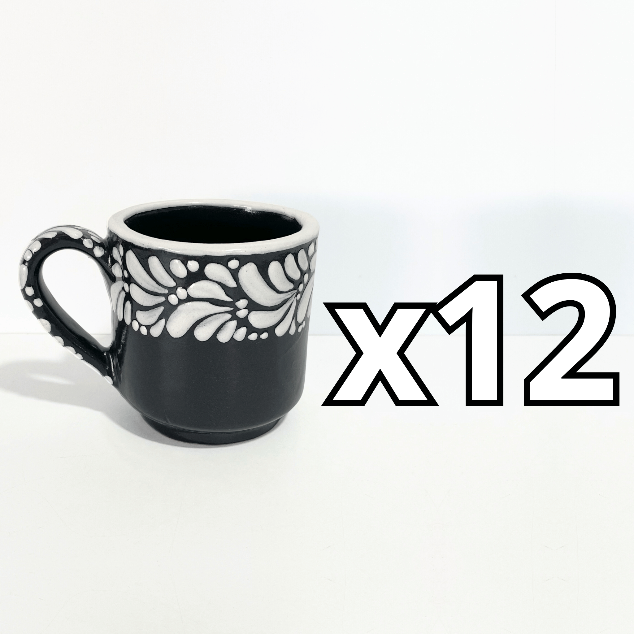 TAZA RECTA 8 CM FONDO NEGRO MIK CENEFA BLANCO