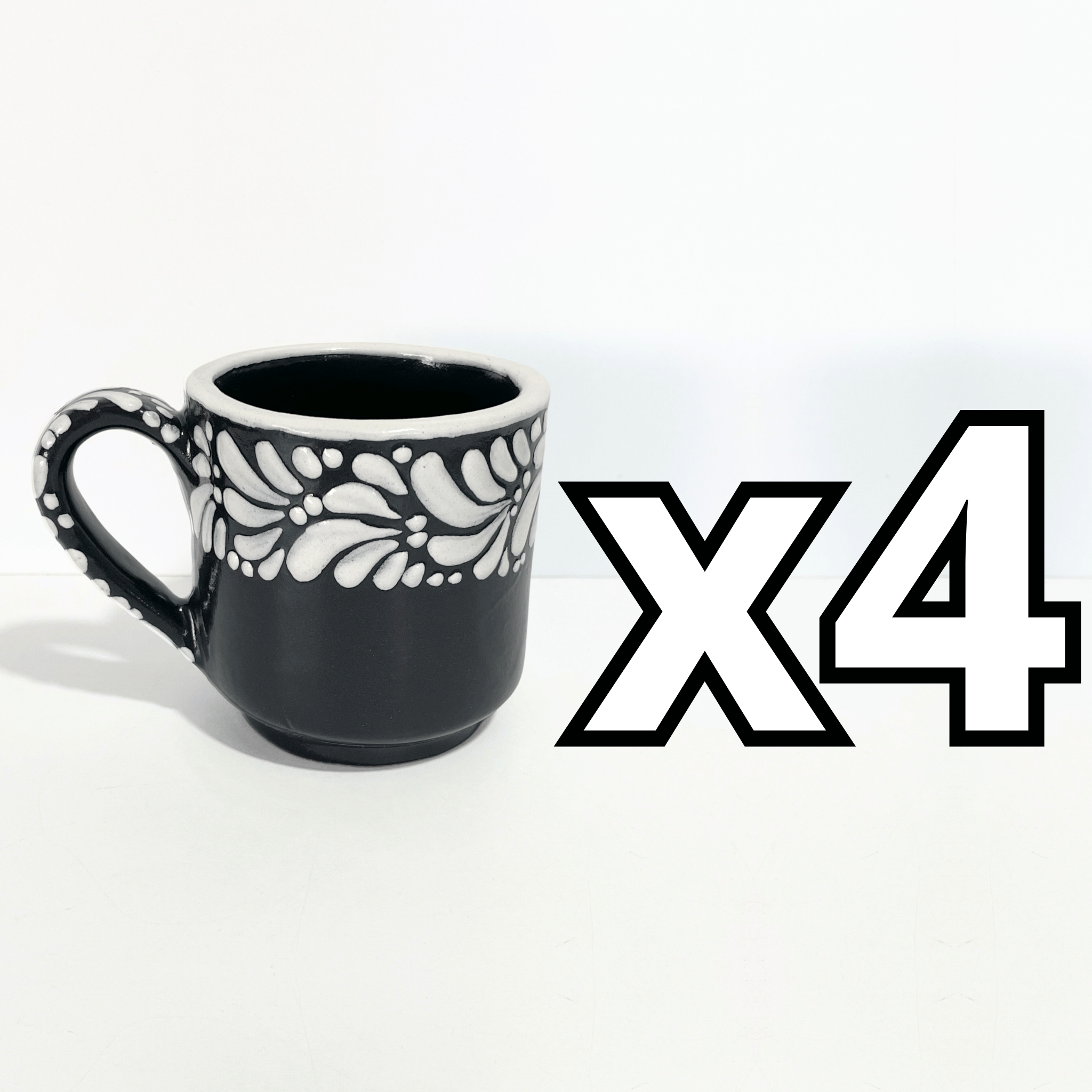 TAZA RECTA 8 CM FONDO NEGRO MIK CENEFA BLANCO