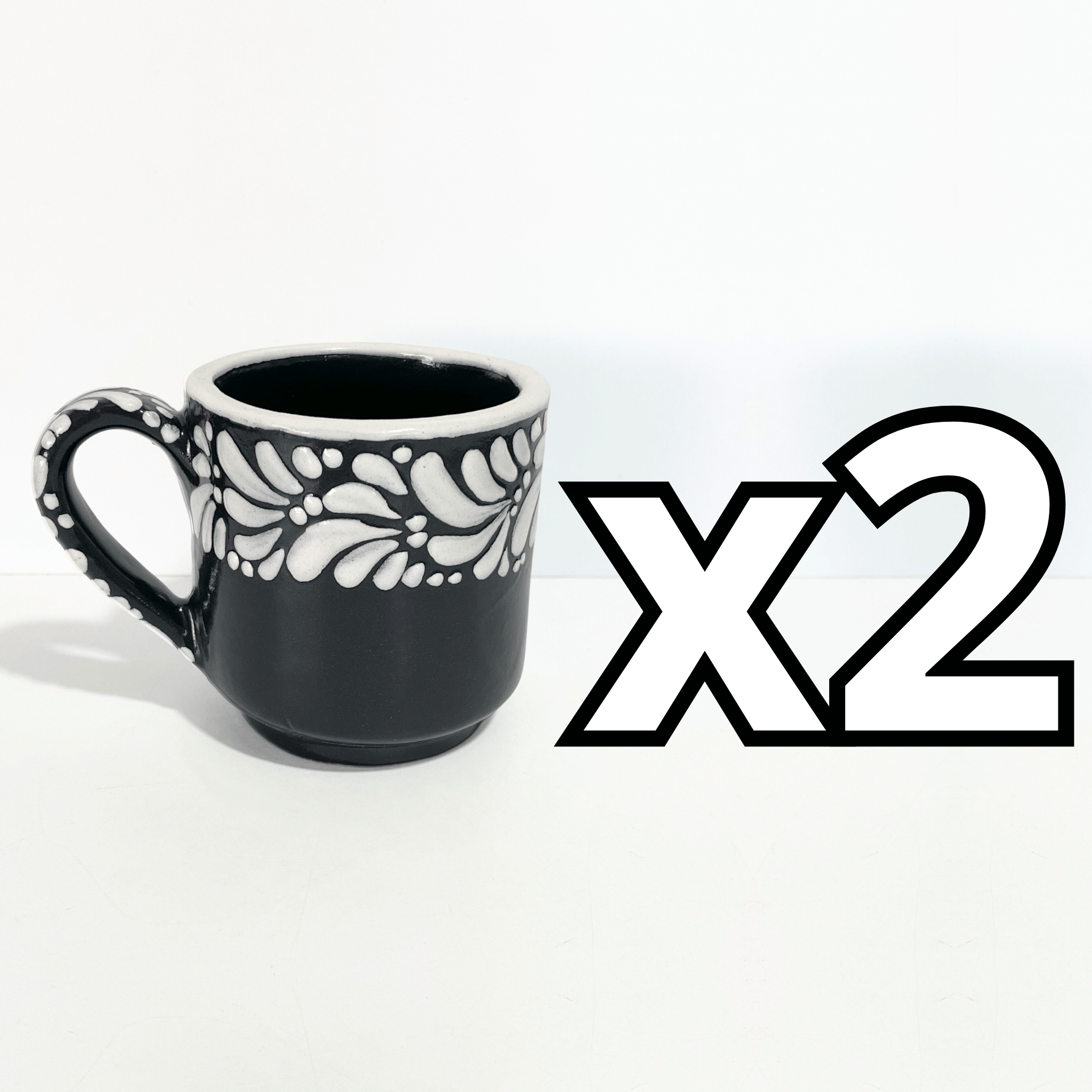 TAZA RECTA 8 CM FONDO NEGRO MIK CENEFA BLANCO