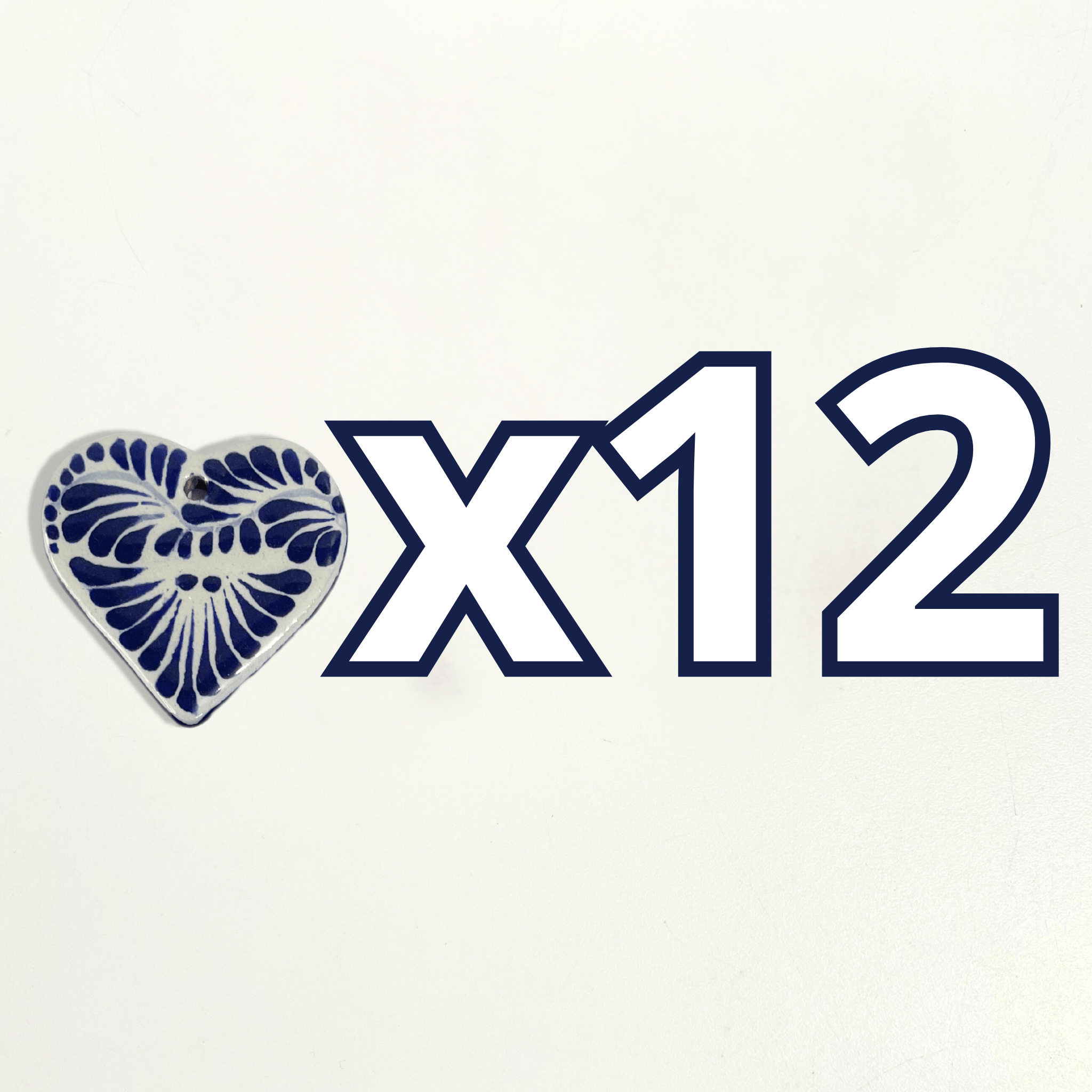 CORAZON PLANO CERRADO 4.5 CM FONDO TRADICIONAL DECORADO AZUL COBALTO