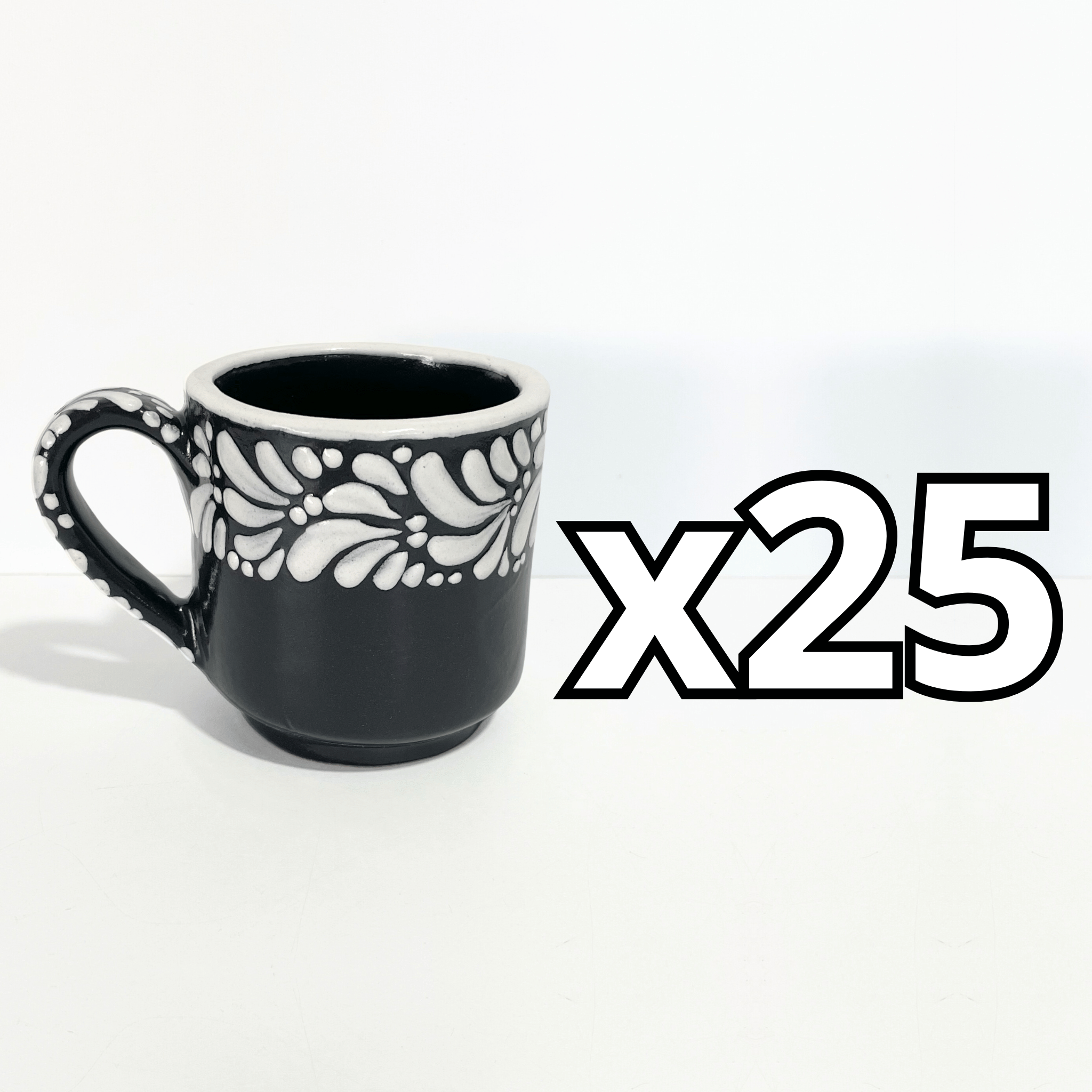 TAZA RECTA 8 CM FONDO NEGRO MIK CENEFA BLANCO