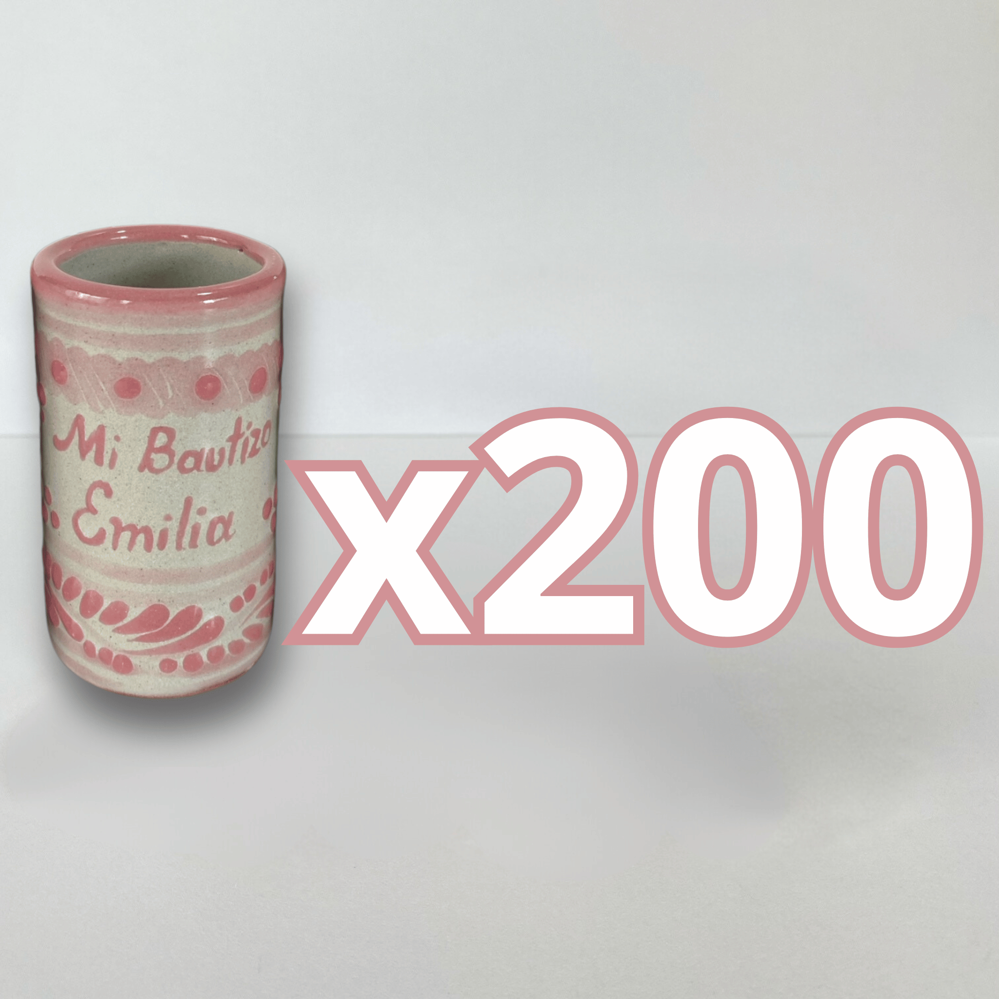 TEQUILERO PERSONALIZADO FONDO BLANCO DECORADO ROSA CENEFA BAUTIZO