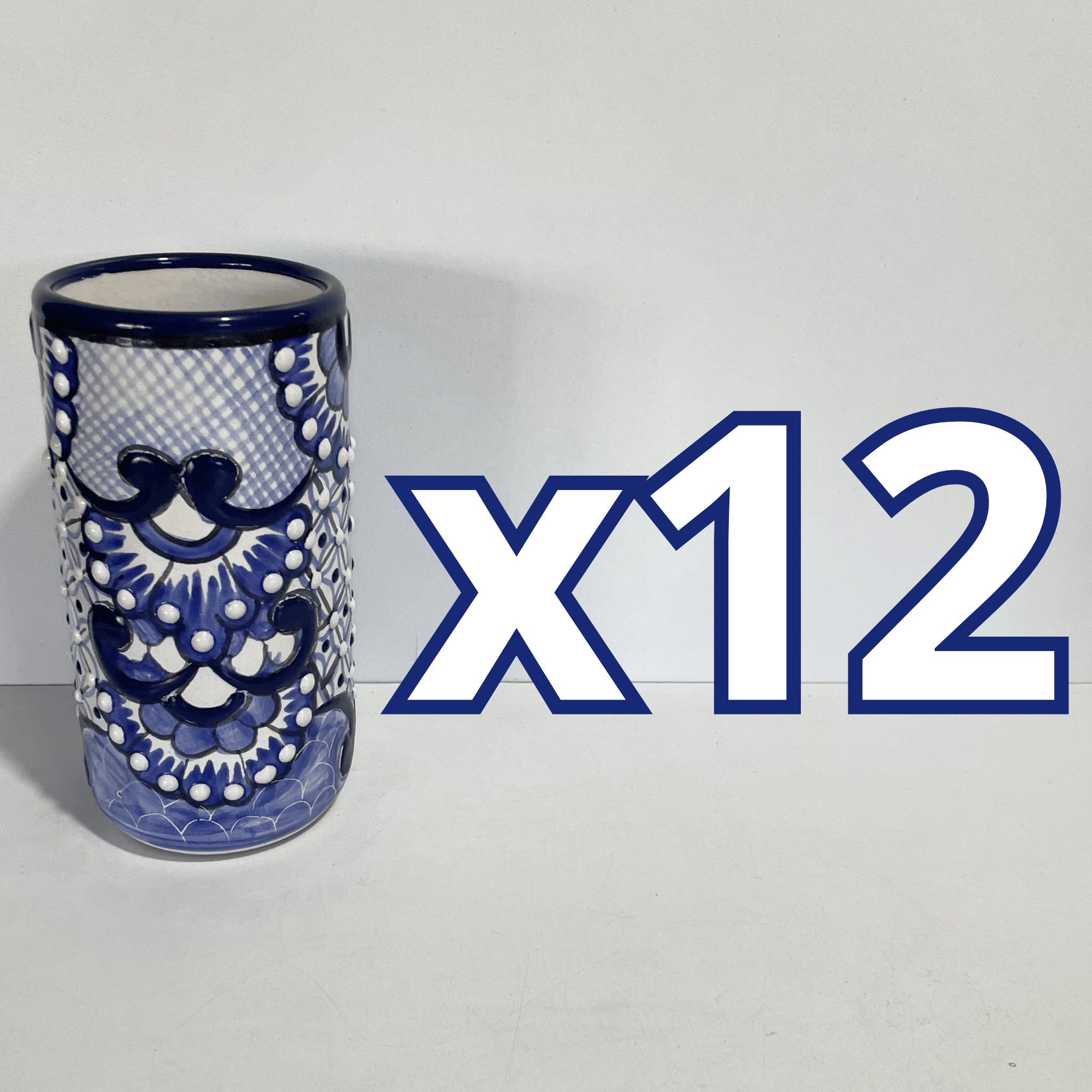 VASOS PARA JARRA DECORADO FLORES AZUL COBALTO