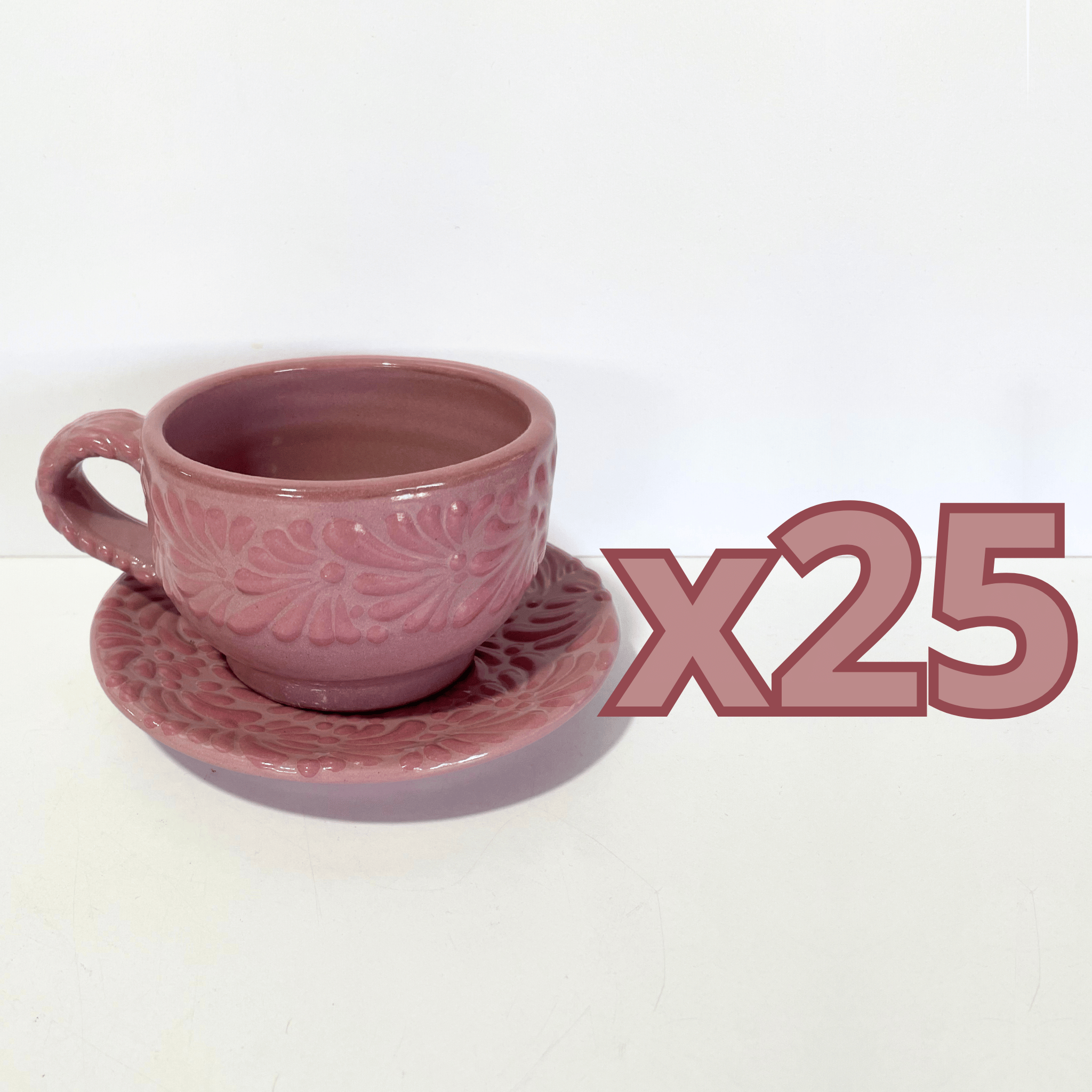 SET TAZA 300 ML Y PLATO FONDO ROSA CENEFA MIK ROSA