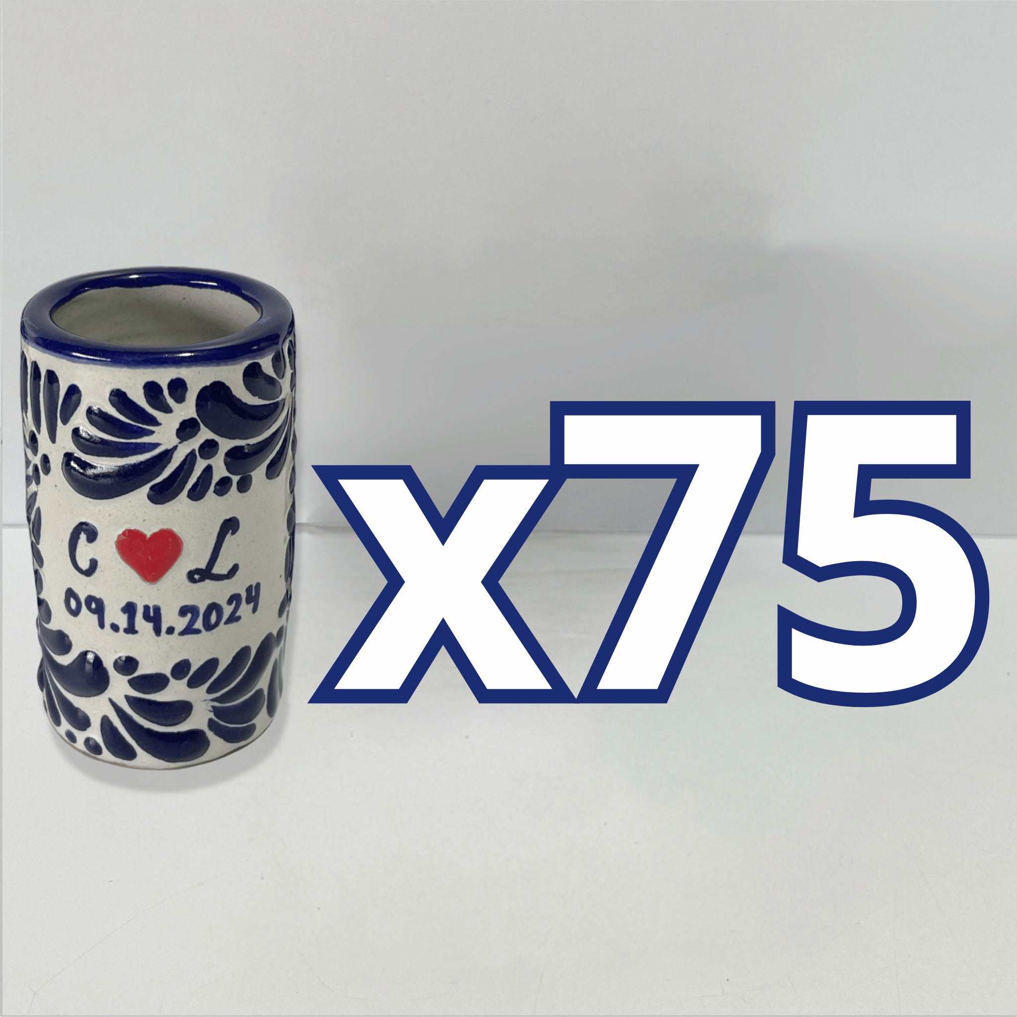 TEQUILERO PERSONALIZADO FONDO TRADICIONAL MIK AZUL COBALTO INICIALES Y FECHA CON CORAZON