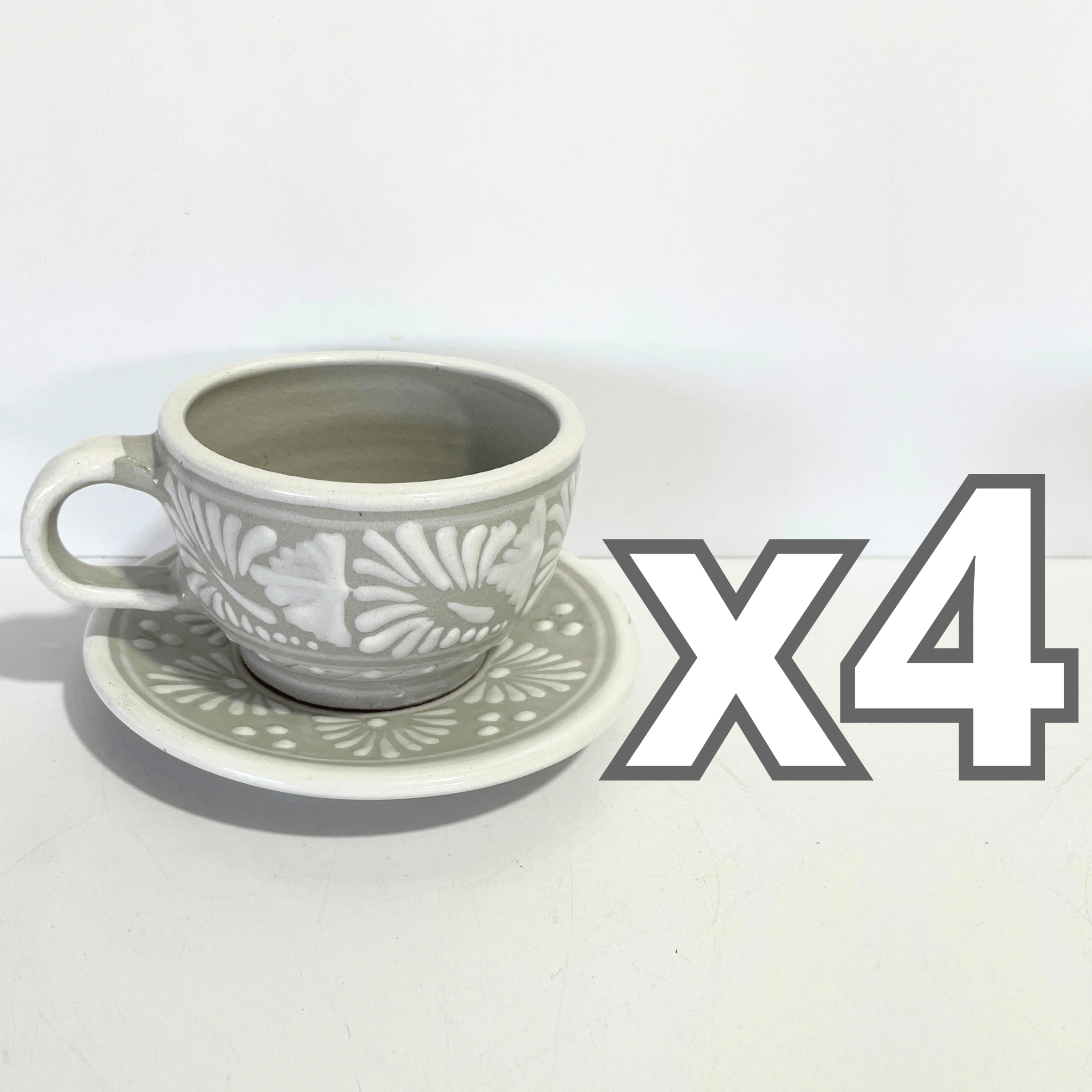 SET TAZA 300 ML Y PLATO FONDO TRADICIONAL CENEFA BLANCO