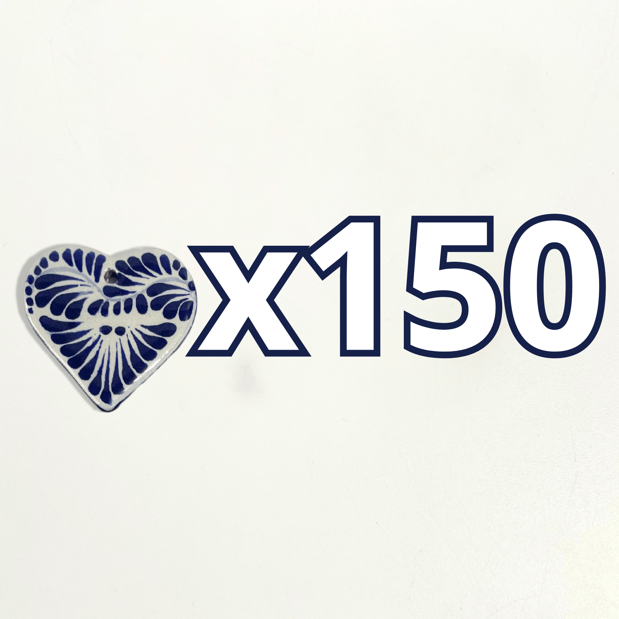 CORAZON PLANO CERRADO 4.5 CM FONDO TRADICIONAL DECORADO AZUL COBALTO