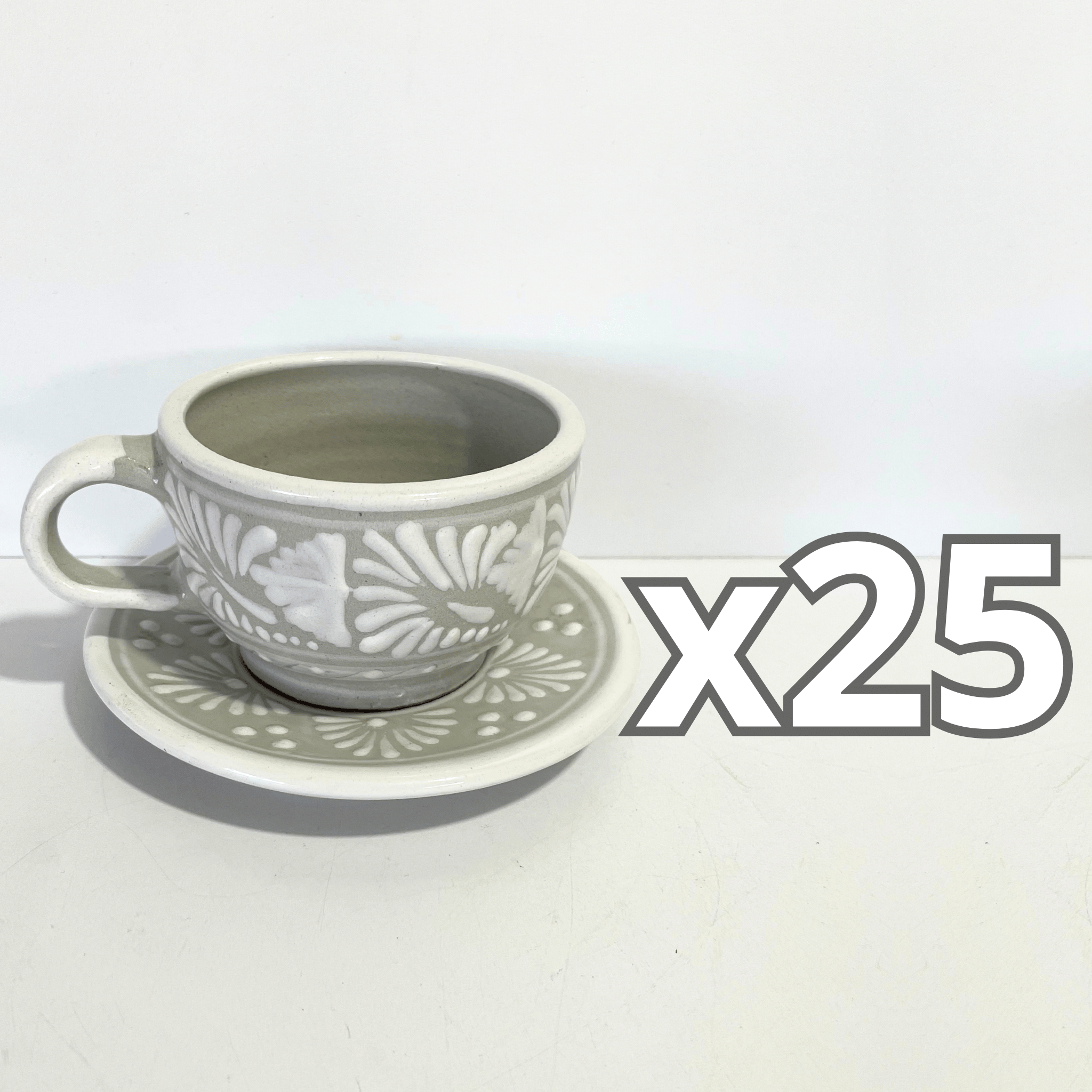 SET TAZA 300 ML Y PLATO FONDO TRADICIONAL CENEFA BLANCO