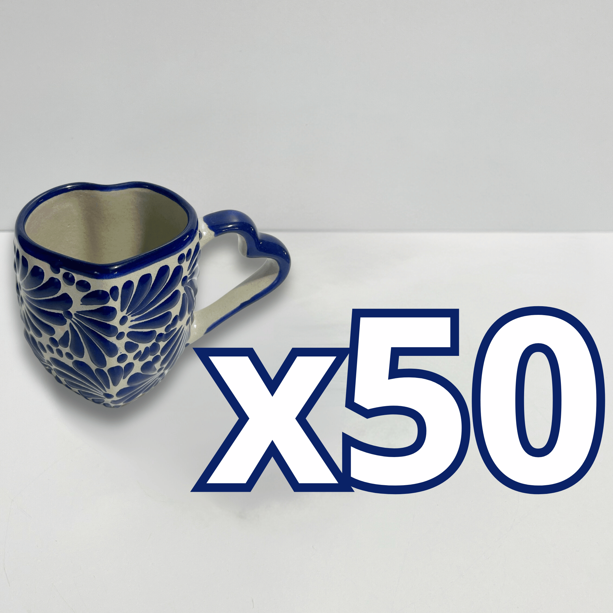 PAQUETE TAZAS CORAZON CON ASA DE CORAZON FONDO TRADICIONAL MIK AZUL COBALTO