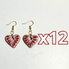 ARETES CORAZON PLANO CERRADO FONDO TRADICIONAL DECORADO ROJO