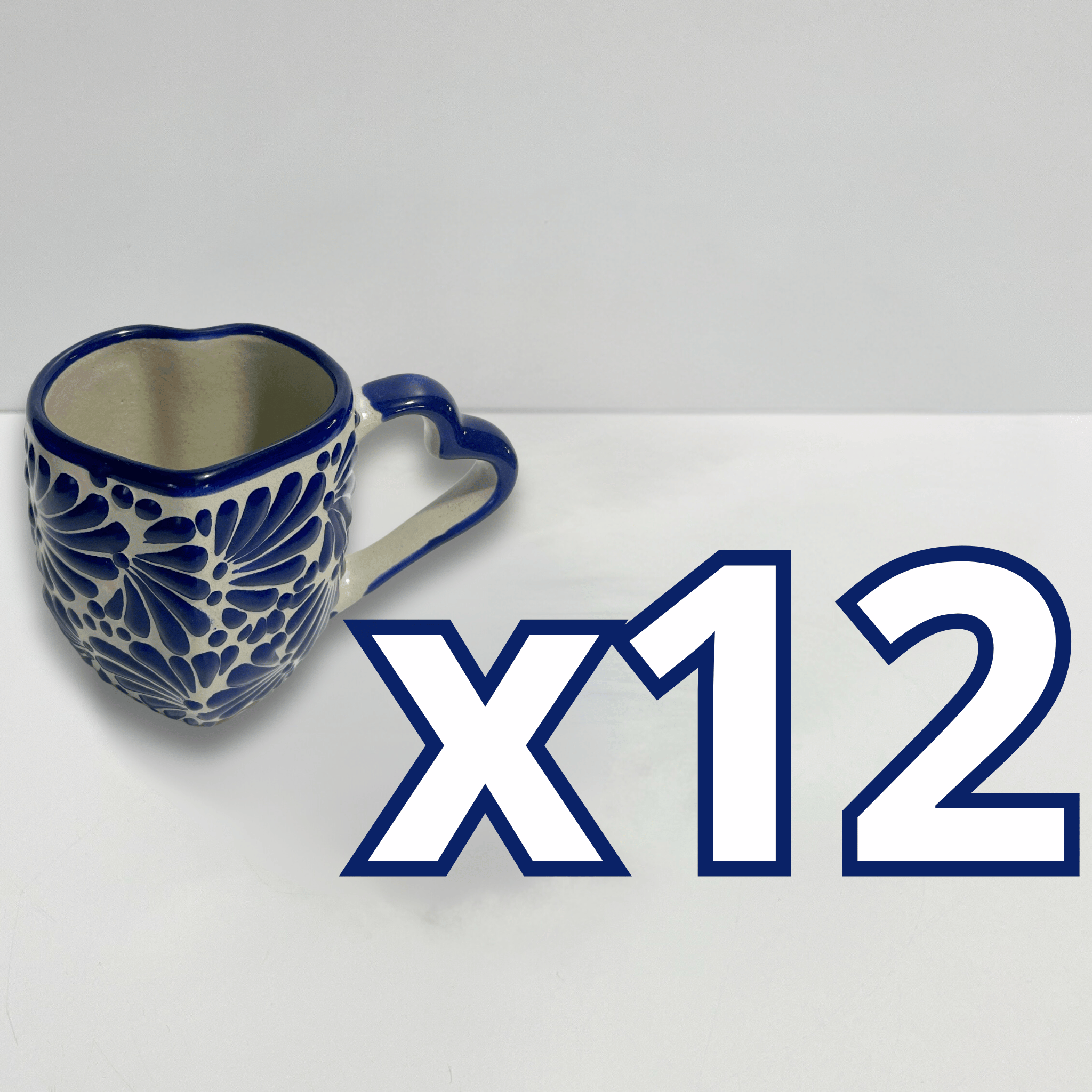 PAQUETE TAZAS CORAZON CON ASA DE CORAZON FONDO TRADICIONAL MIK AZUL COBALTO