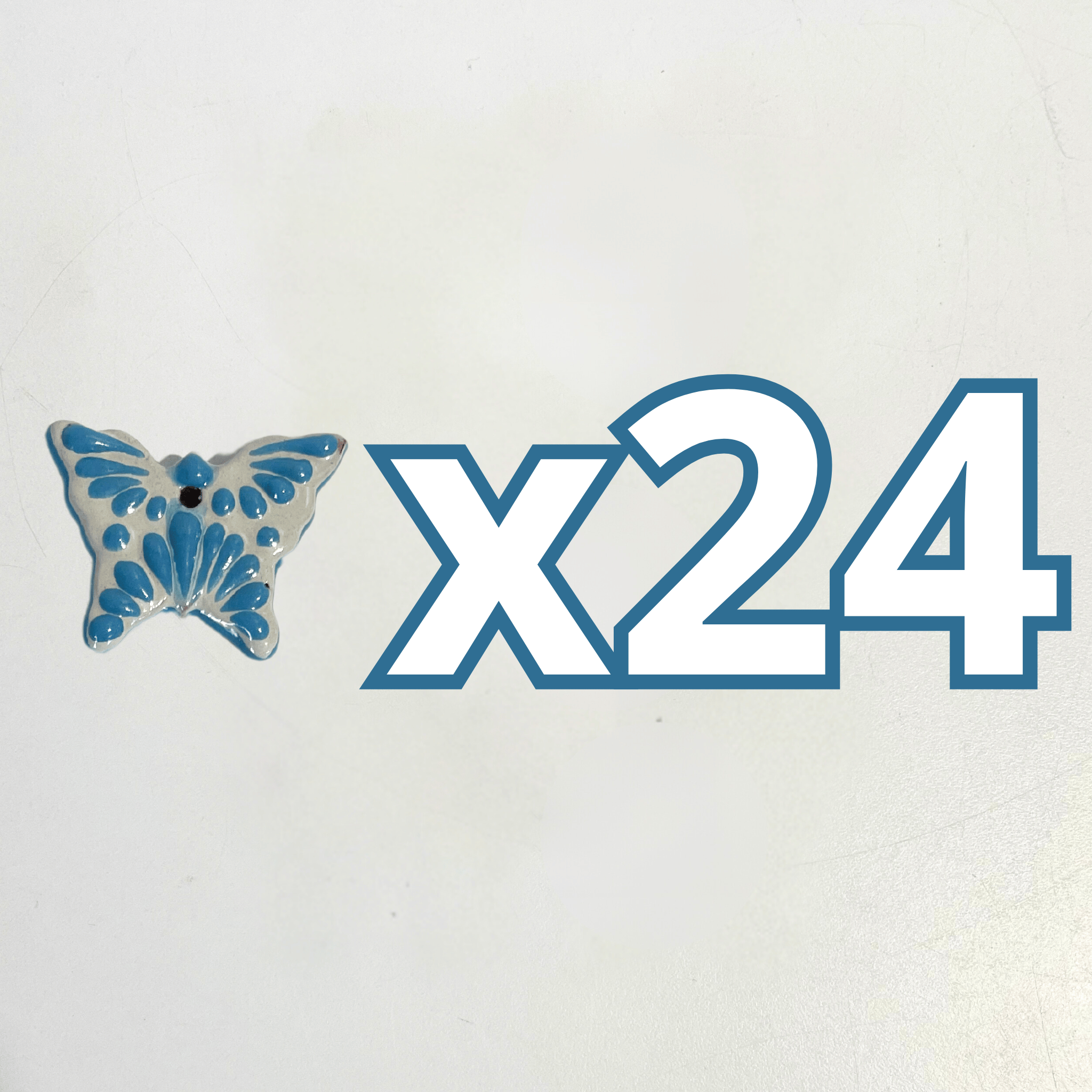 MARIPOSA 4.2 CM FONDO TRADICIONAL DECORADO AZUL TURQUESA