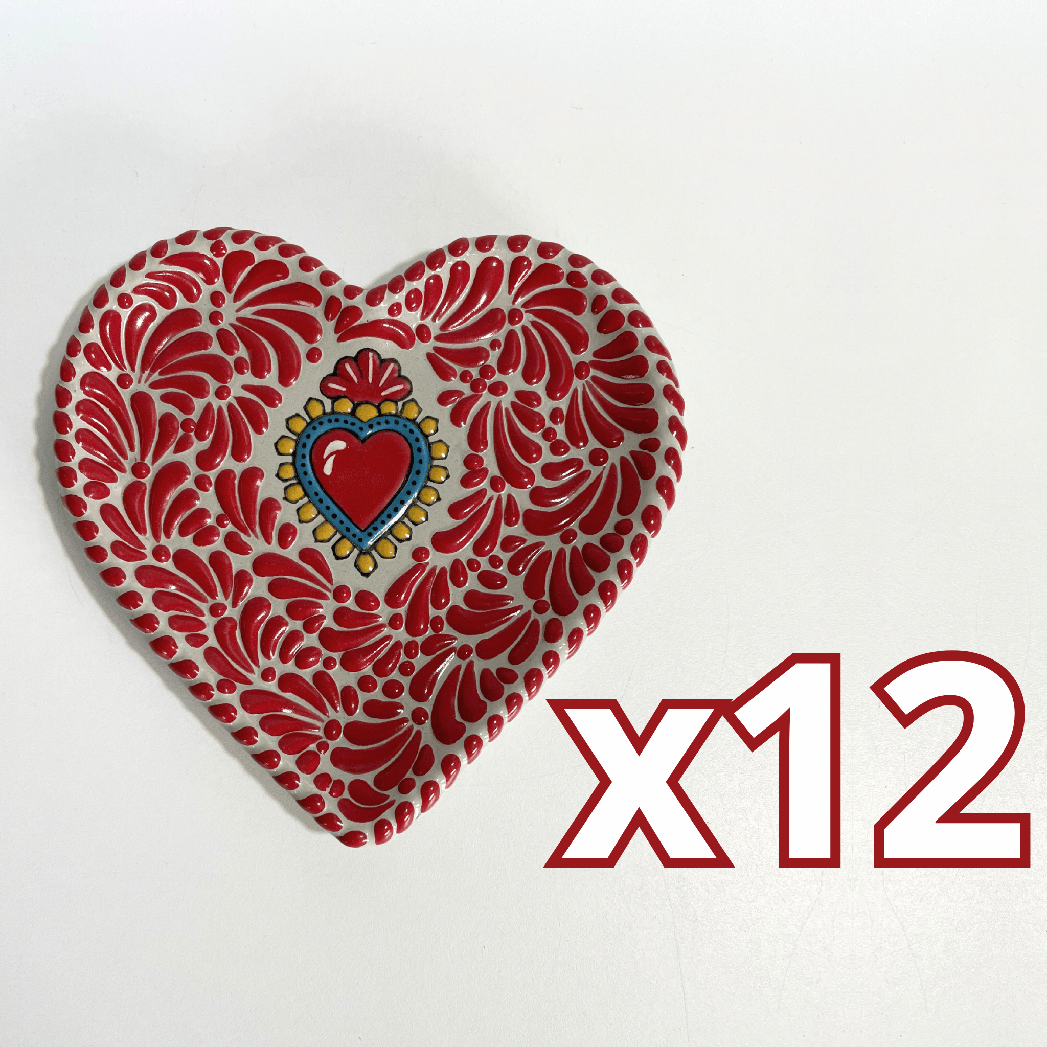 PLATO DE CORAZON 16 CM FONDO TRADICIONAL MIK ROJO SAGRADO CORAZON