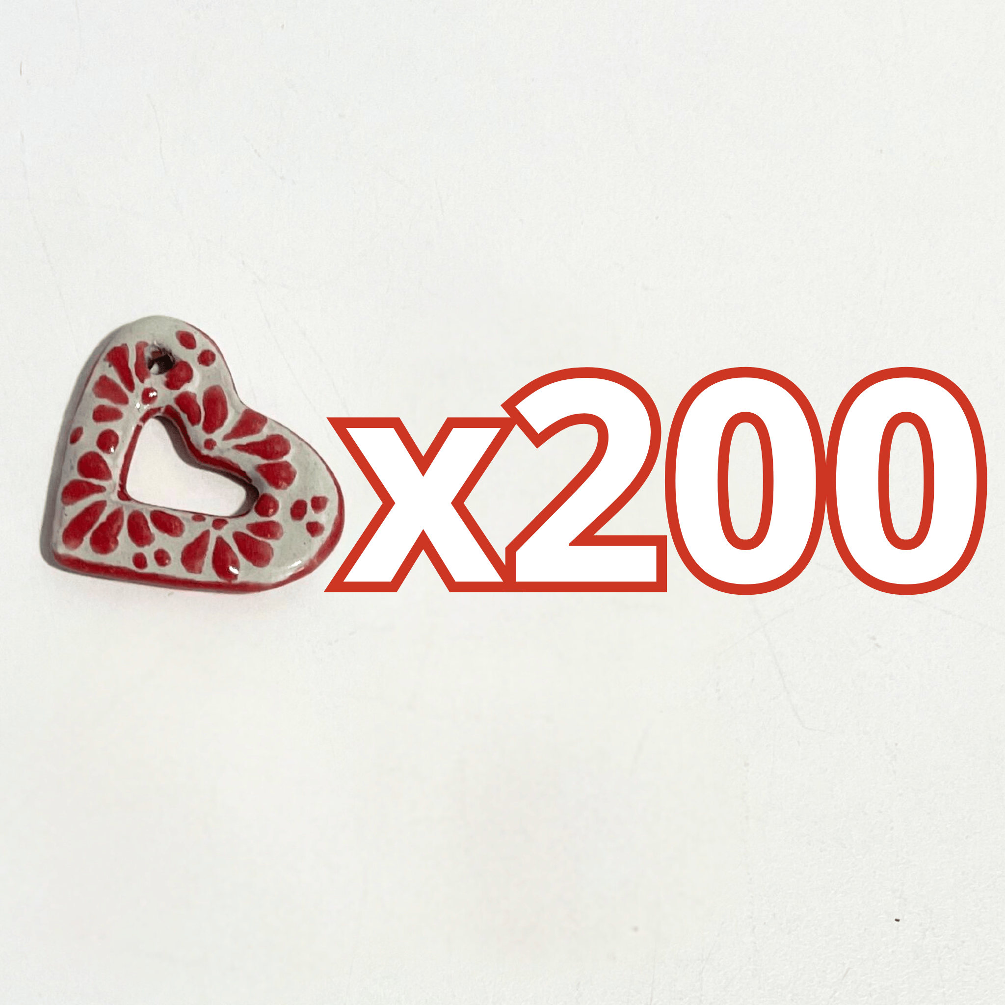 CORAZON PLANO CORTE INTERNO 3 CM FONDO TRADICIONAL DECORADO ROJO