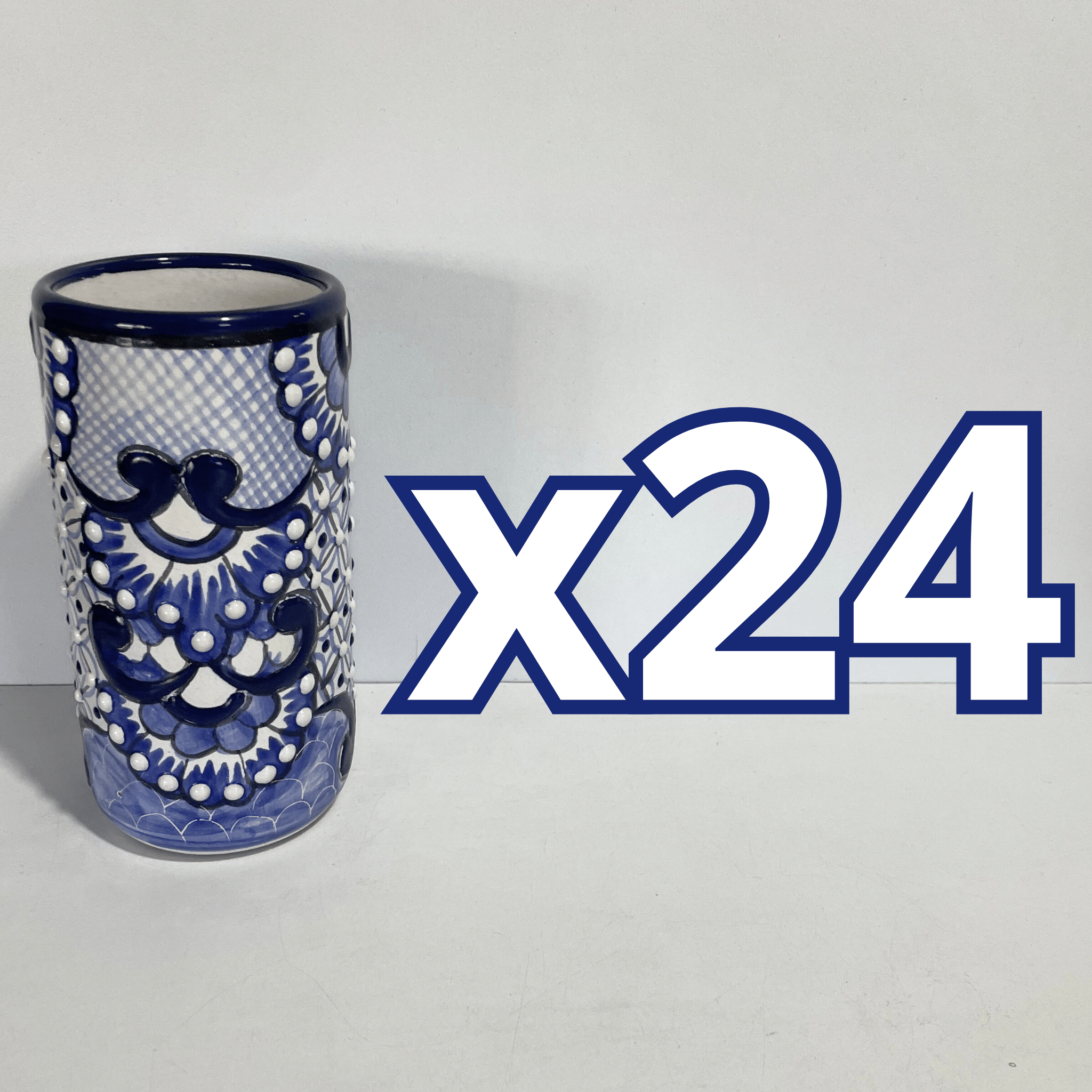 VASOS PARA JARRA DECORADO FLORES AZUL COBALTO