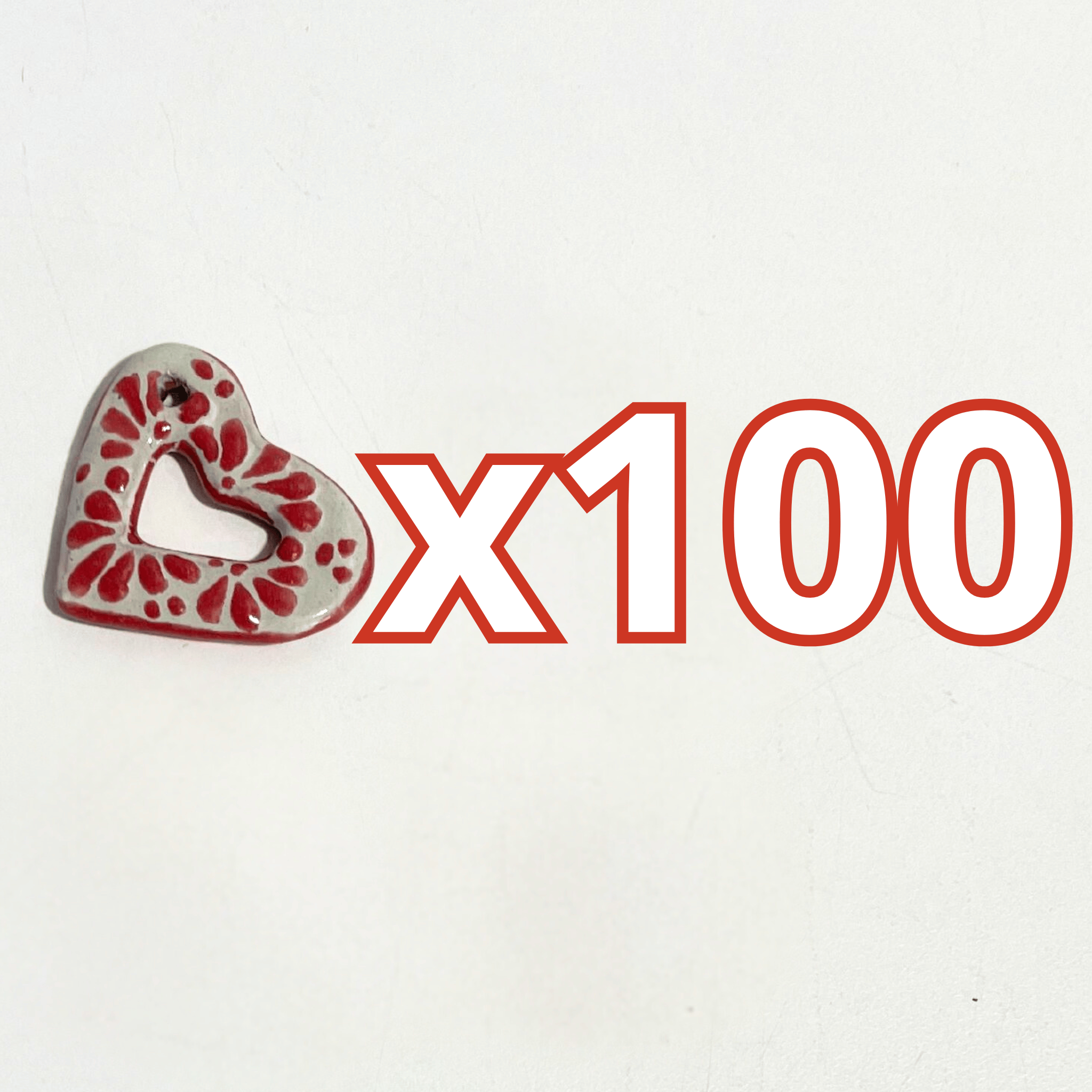 CORAZON PLANO CORTE INTERNO 3 CM FONDO TRADICIONAL DECORADO ROJO