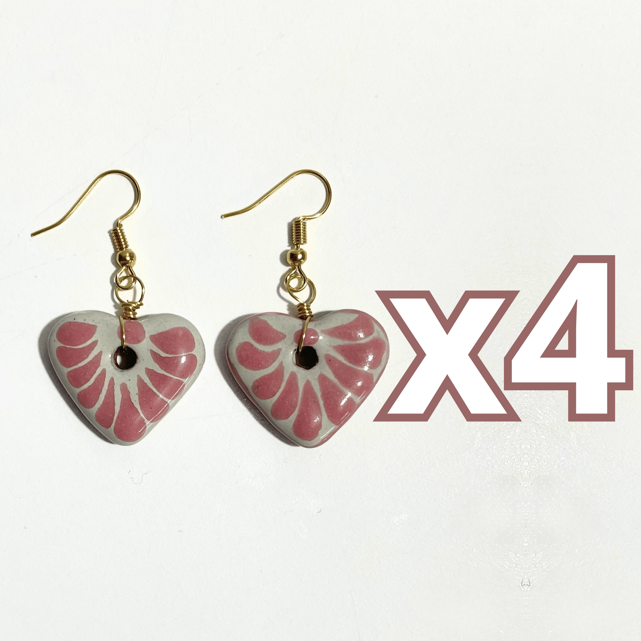 ARETES CORAZON PLANO CERRADO FONDO TRADICIONAL DECORADO ROSA