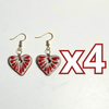 ARETES CORAZON PLANO CERRADO FONDO TRADICIONAL DECORADO ROJO