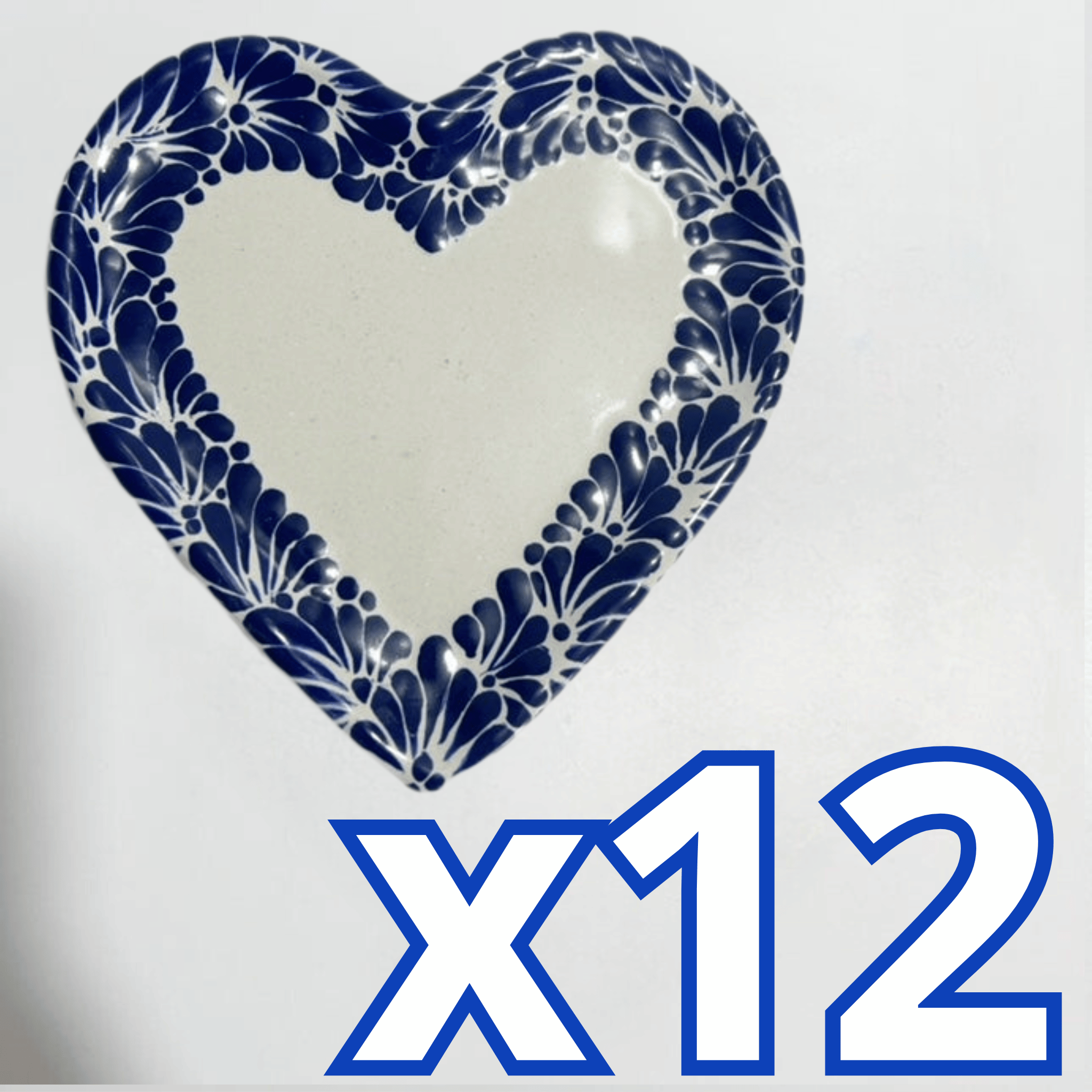 PLATO DE CORAZON 16 CM DECORADO CENEFA AZUL COBALTO