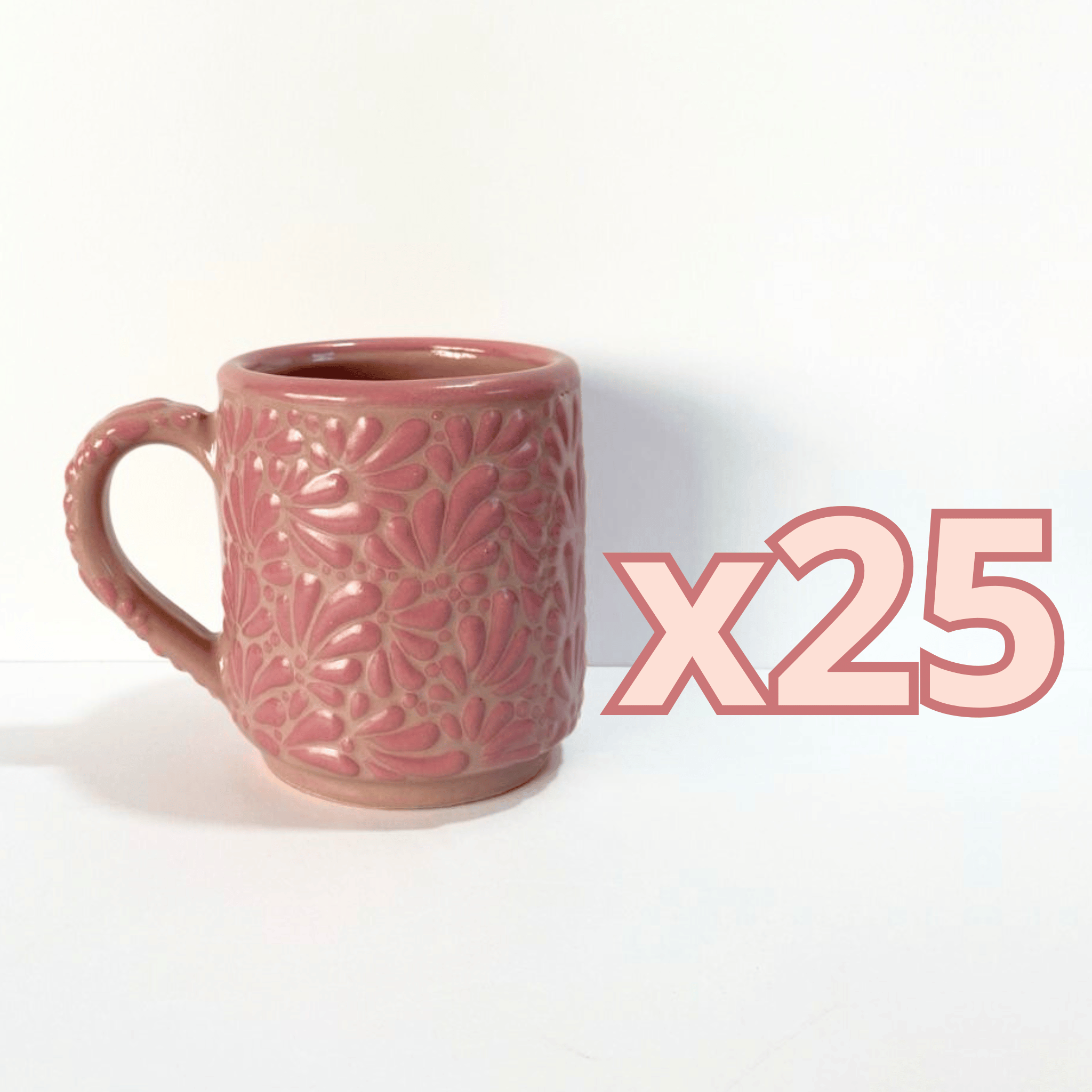 TAZA RECTA ESTANTAR FONDO ROSA DECORADO ROSA MIK