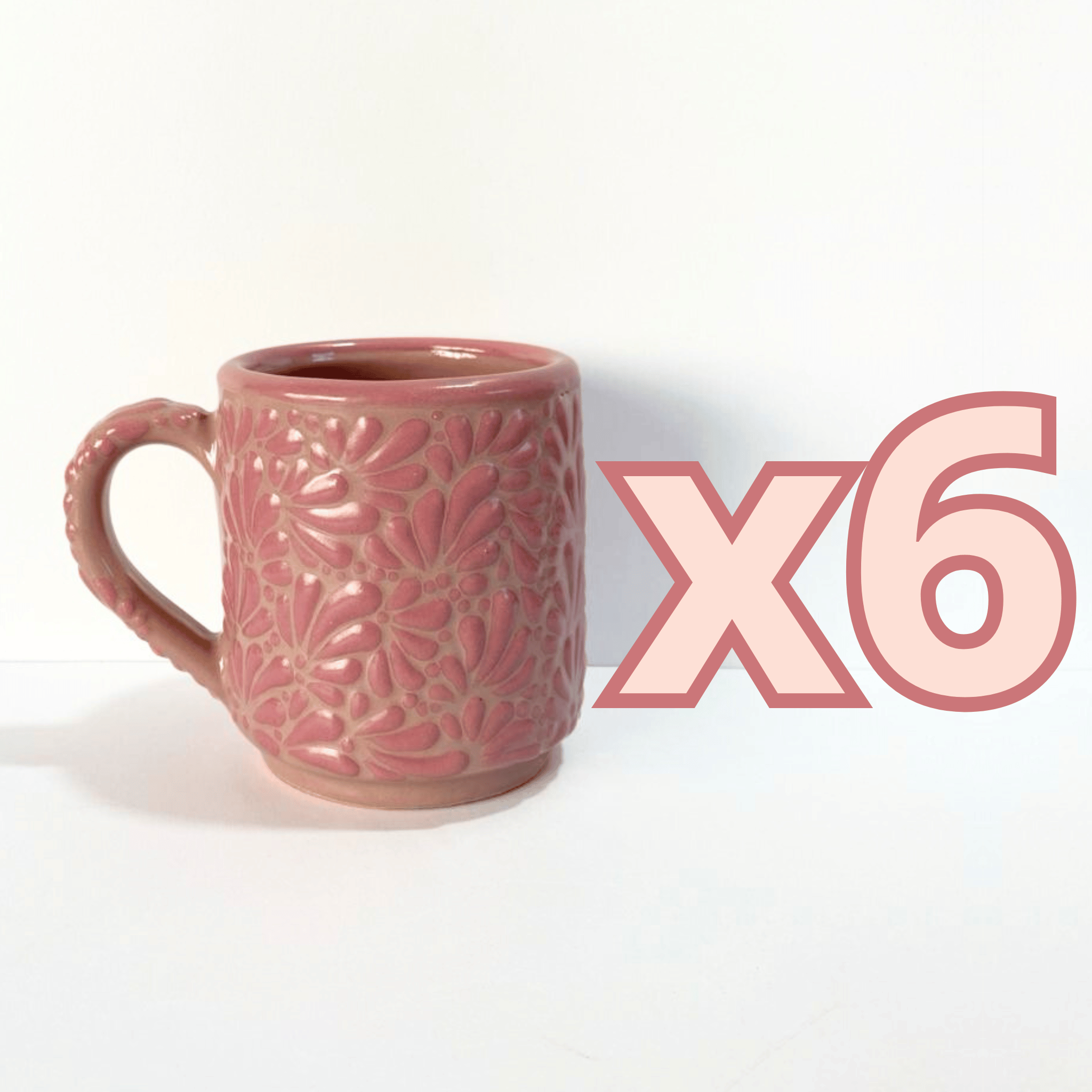 TAZA RECTA ESTANTAR FONDO ROSA DECORADO ROSA MIK