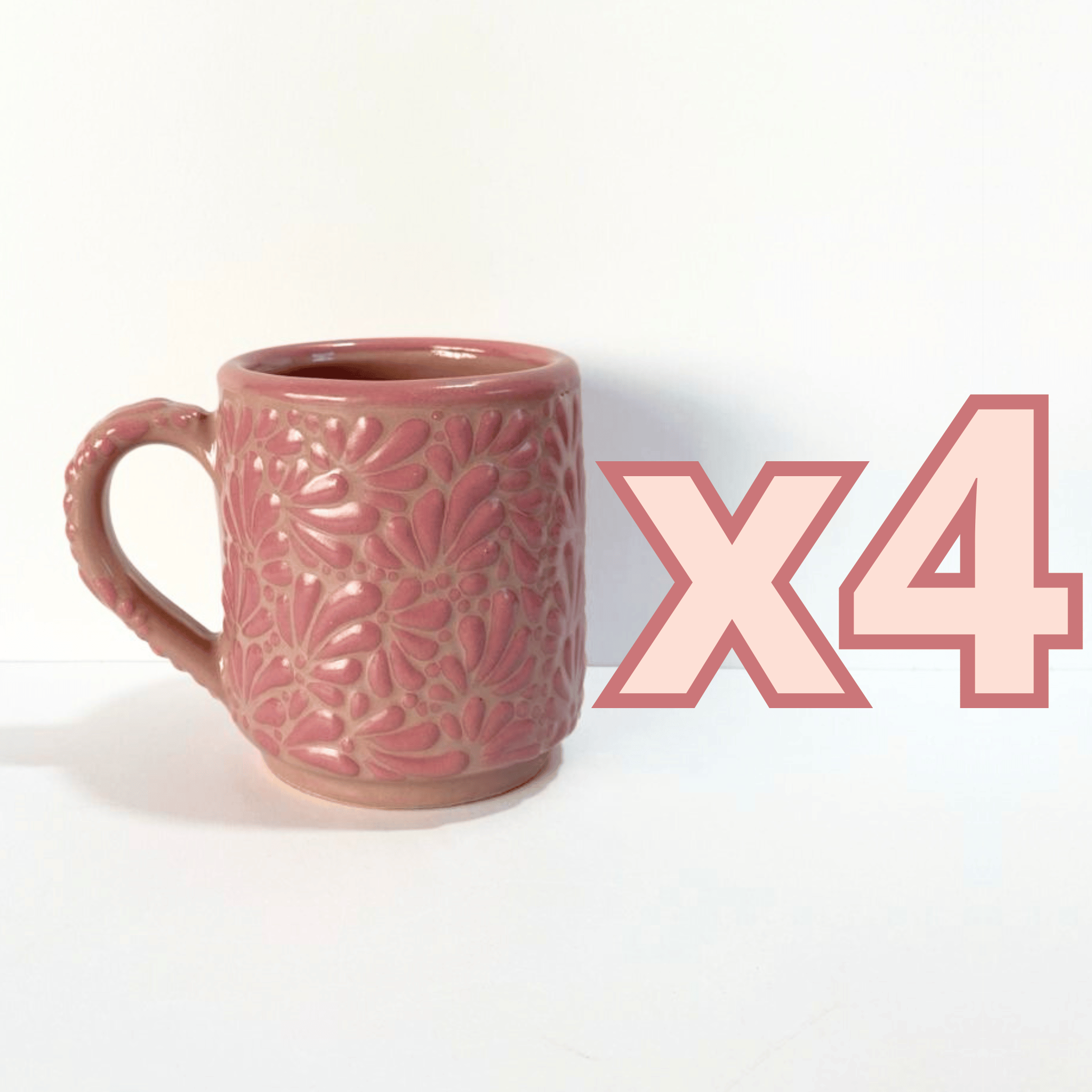 TAZA RECTA ESTANTAR FONDO ROSA DECORADO ROSA MIK