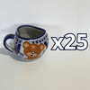 TAZA FORMA CORAZON CHOCOLATERA GRANDE FONDO TRADICIONAL CENEFA AZUL COBALTO OSITO COMPLETO