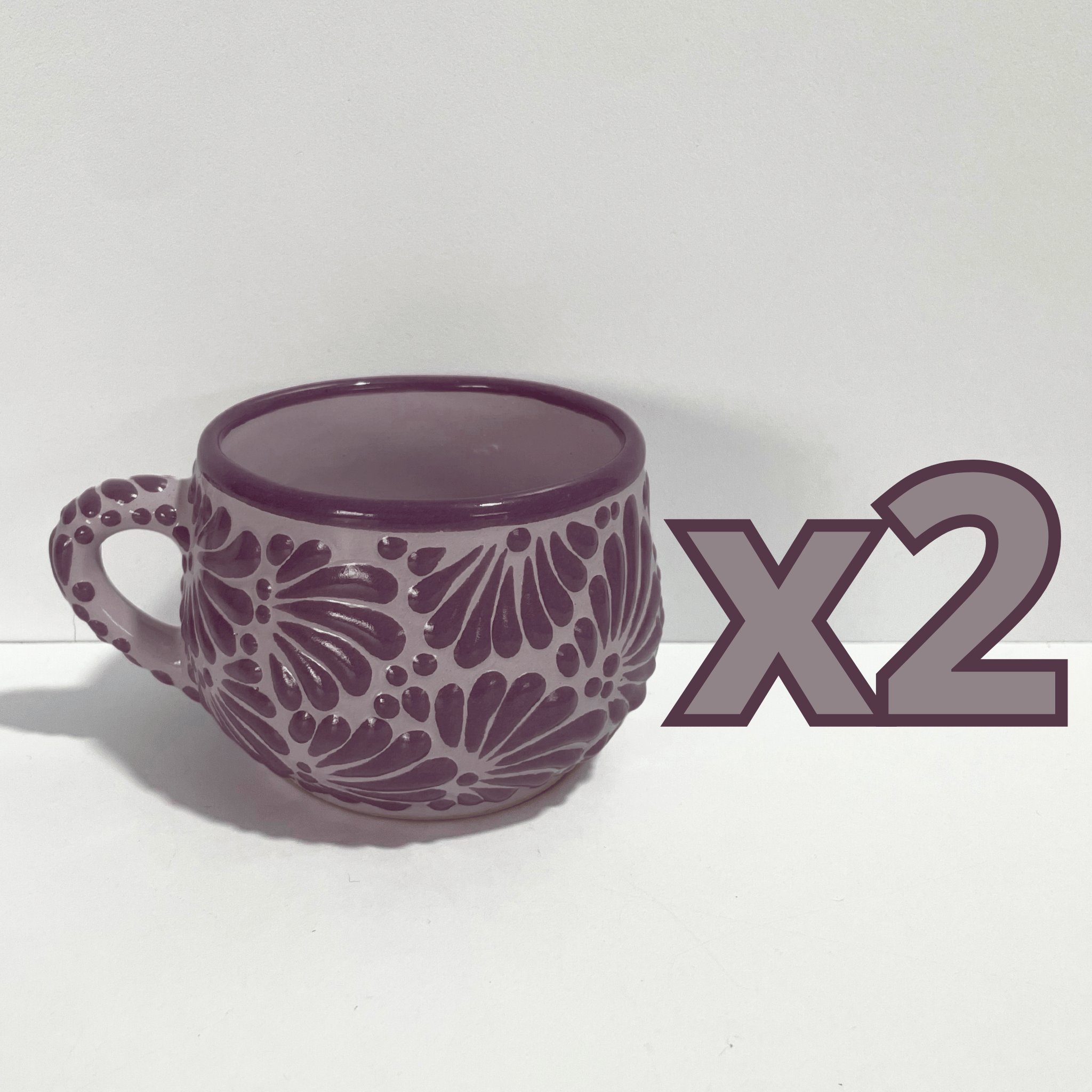 TAZA CHOCOLATERA MEDIANA FONDO LILA MIK MORADO.