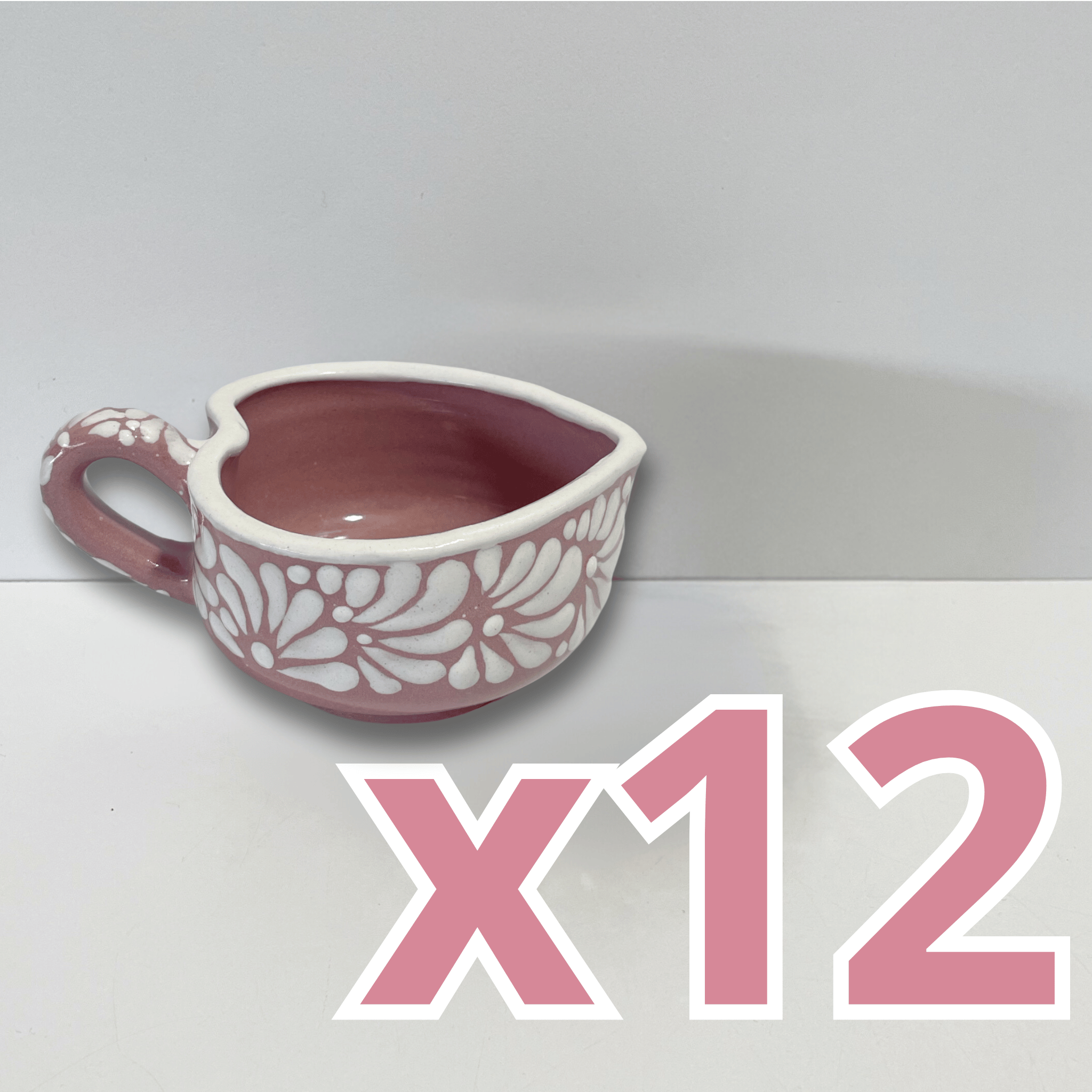 PAQUETE TAZA DE TÉ CORAZON FONDO ROSA MIK CENEFA BLANCO