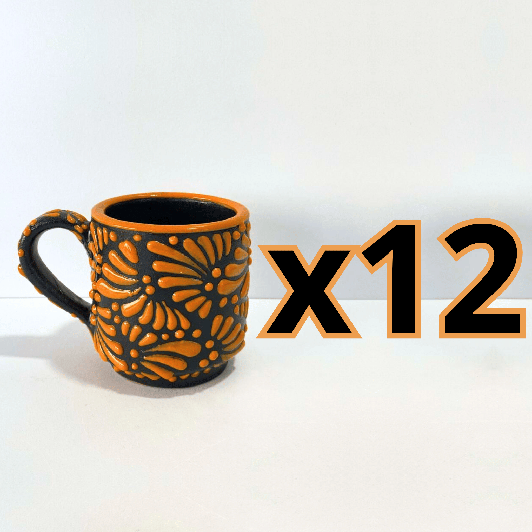 TAZA RECTA ESTANDAR FONDO NEGRO MIK NARANJA