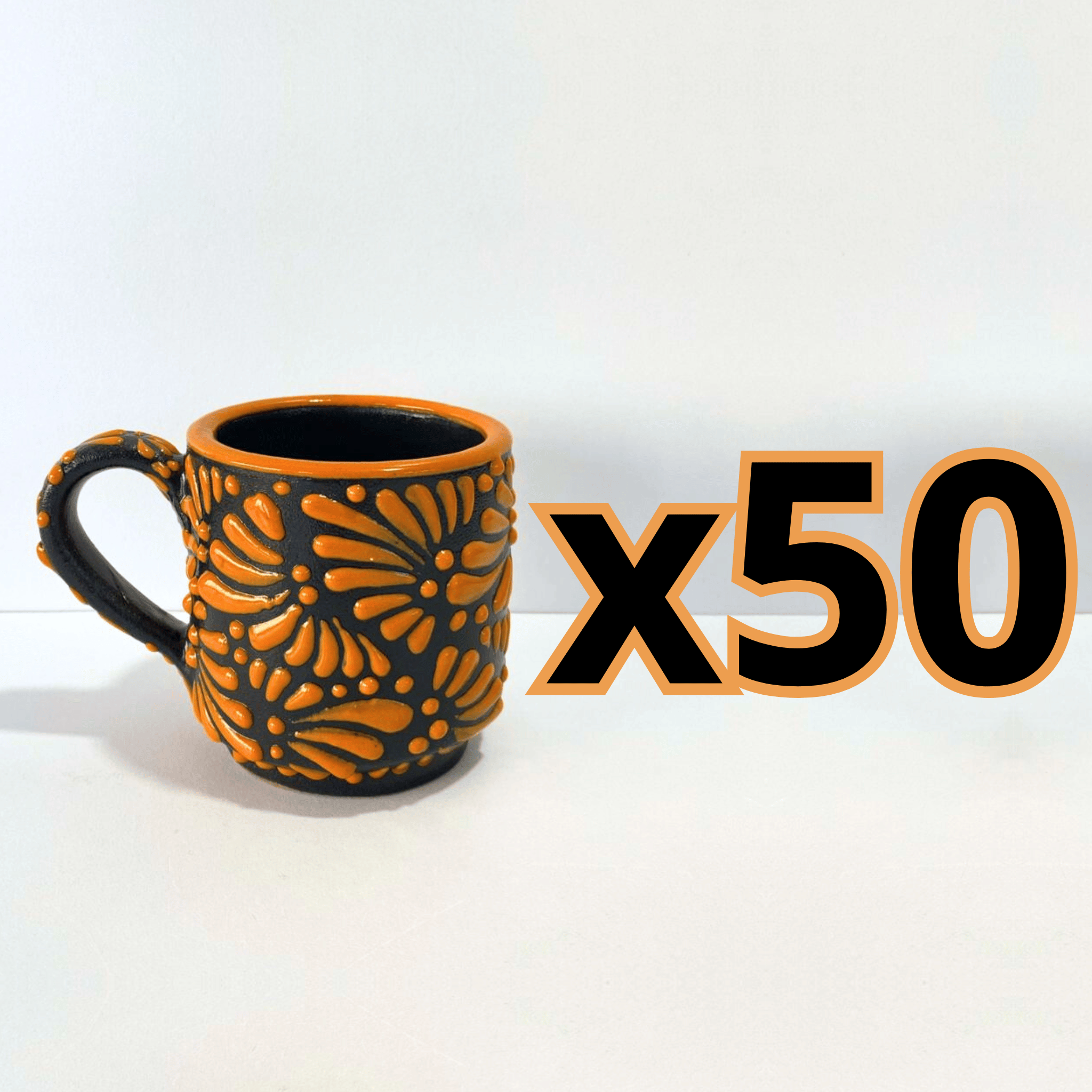 TAZA RECTA ESTANDAR FONDO NEGRO MIK NARANJA