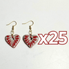 ARETES CORAZON PLANO CERRADO FONDO TRADICIONAL DECORADO ROJO