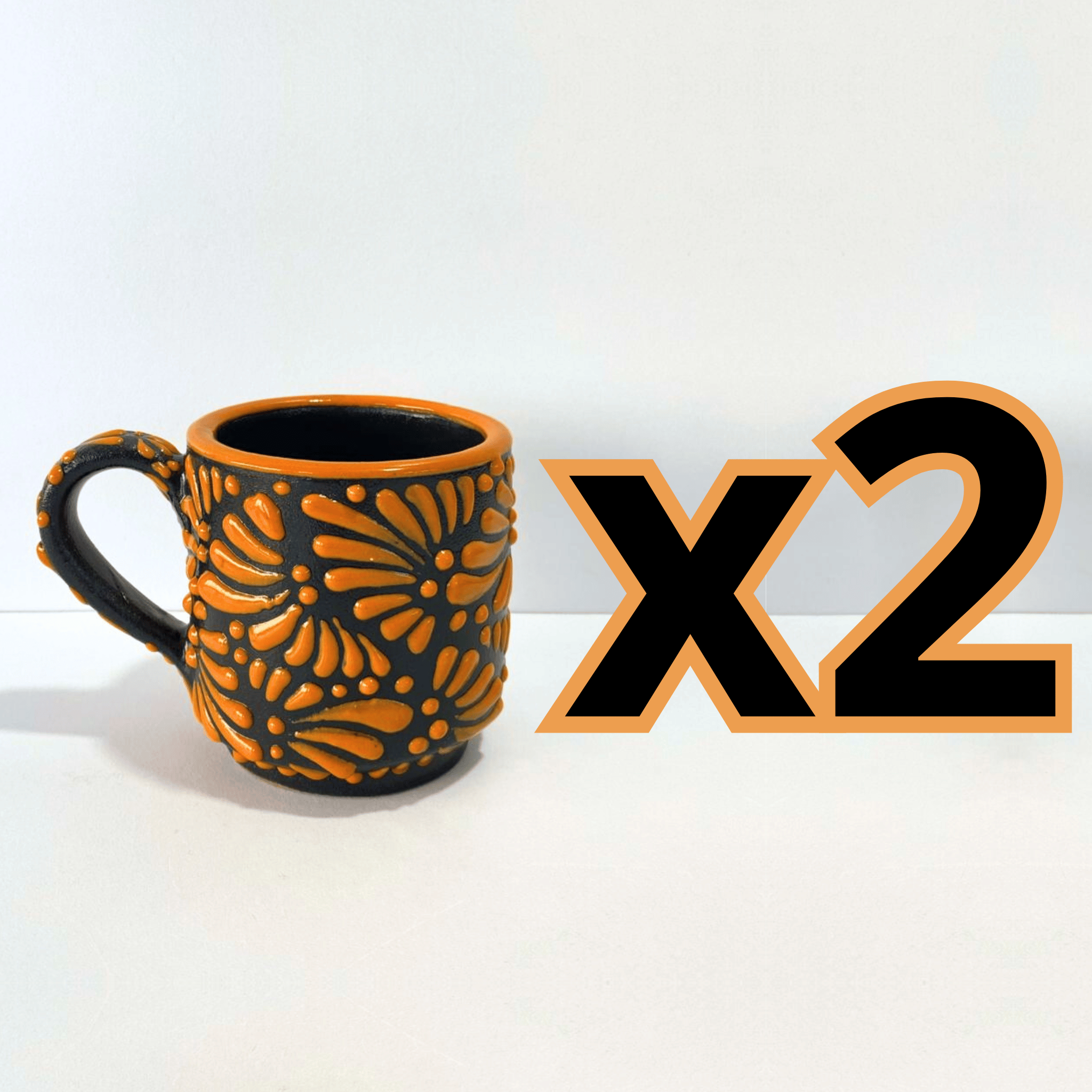 TAZA RECTA ESTANDAR FONDO NEGRO MIK NARANJA