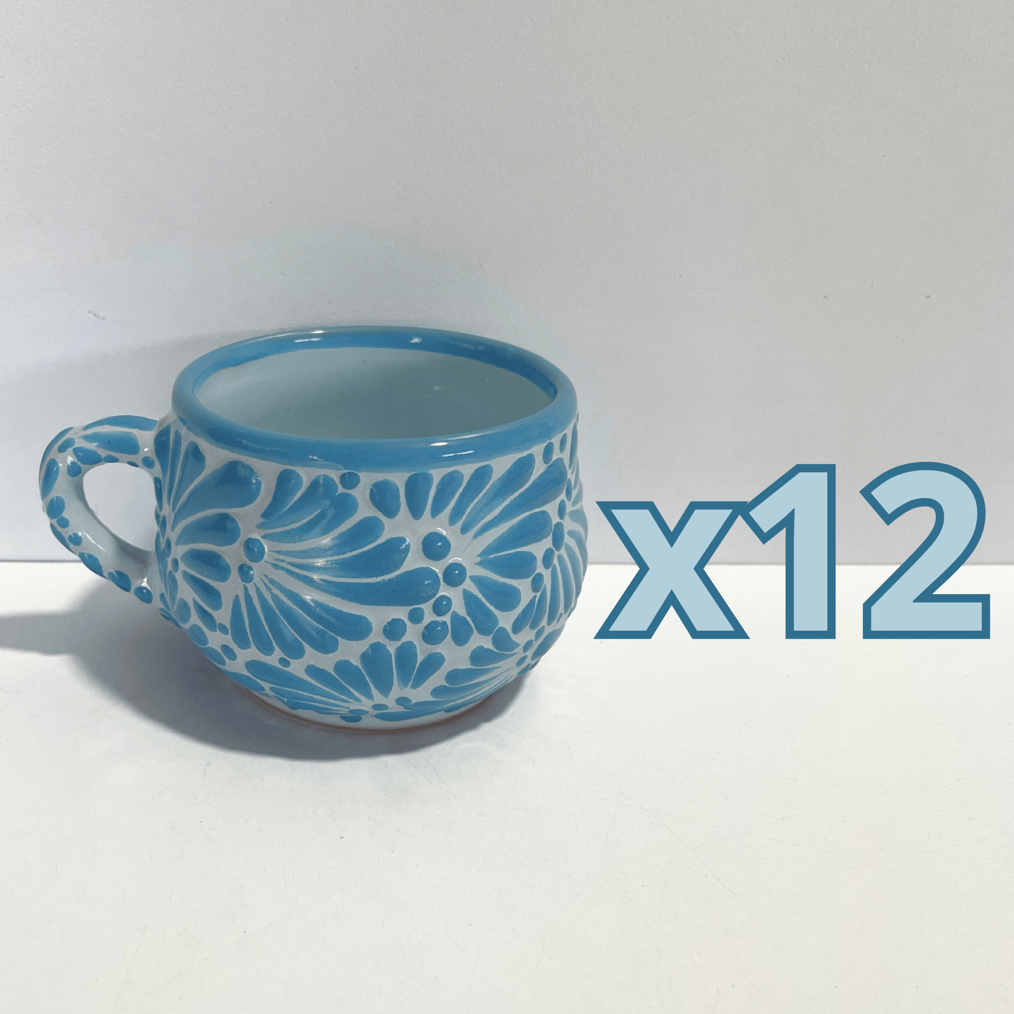 TAZA CHOCOLATERA MEDIANA FONDO BABY BLUE MIK AZUL TURQUESA