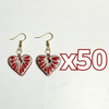 ARETES CORAZON PLANO CERRADO FONDO TRADICIONAL DECORADO ROJO