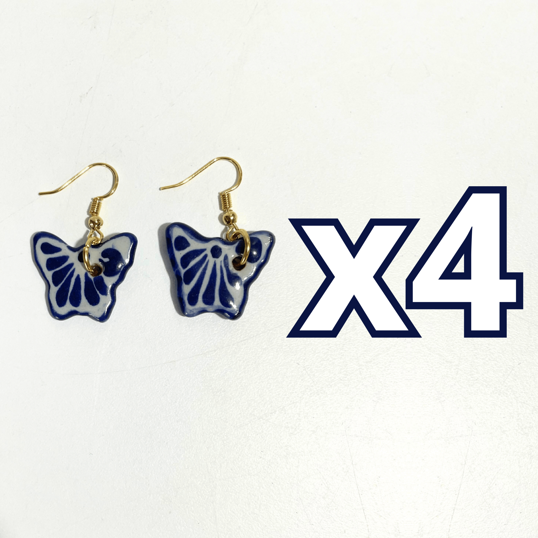 ARETES MARIPOSA FONDO TRADICIONAL DECORADO AZUL COBALTO