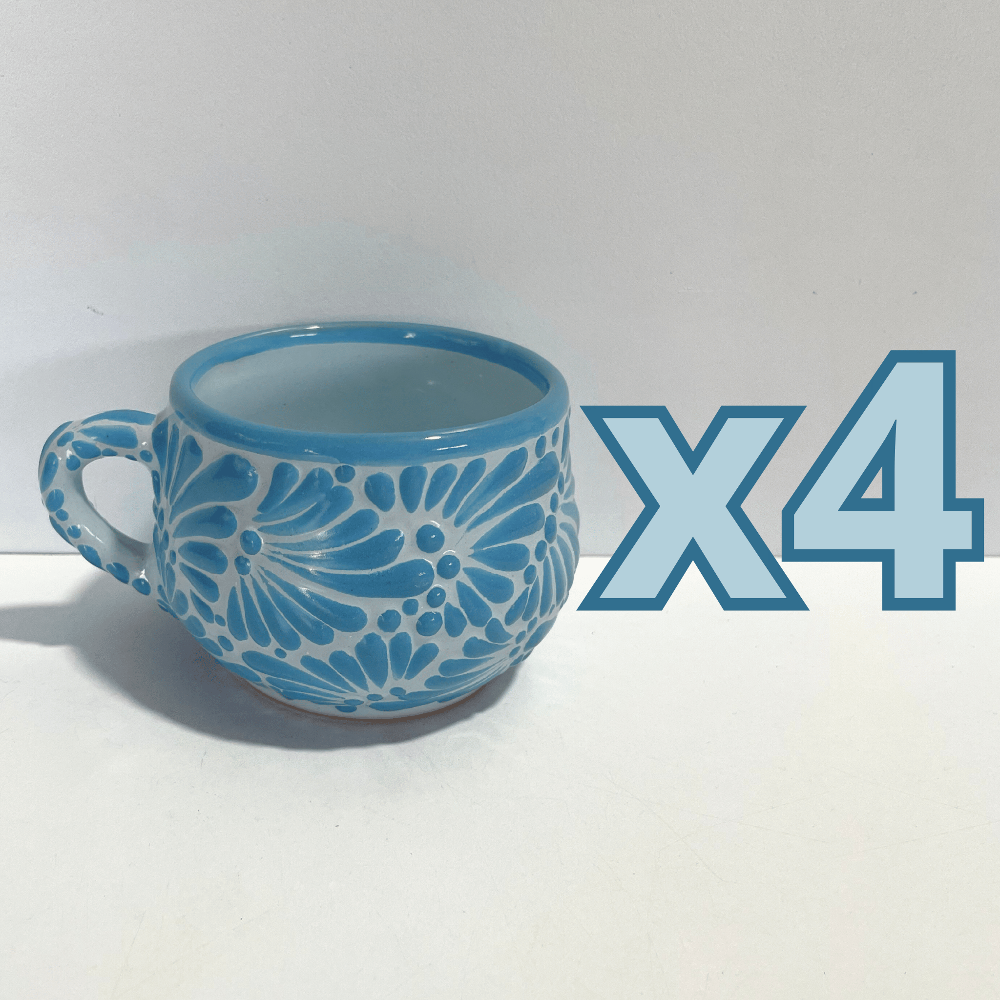 TAZA CHOCOLATERA MEDIANA FONDO BABY BLUE MIK AZUL TURQUESA